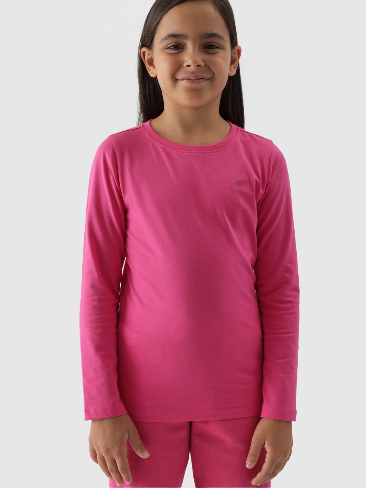 4F Longsleeve regular gladki dziewczęcy - różowy 152 (11-12 lat)