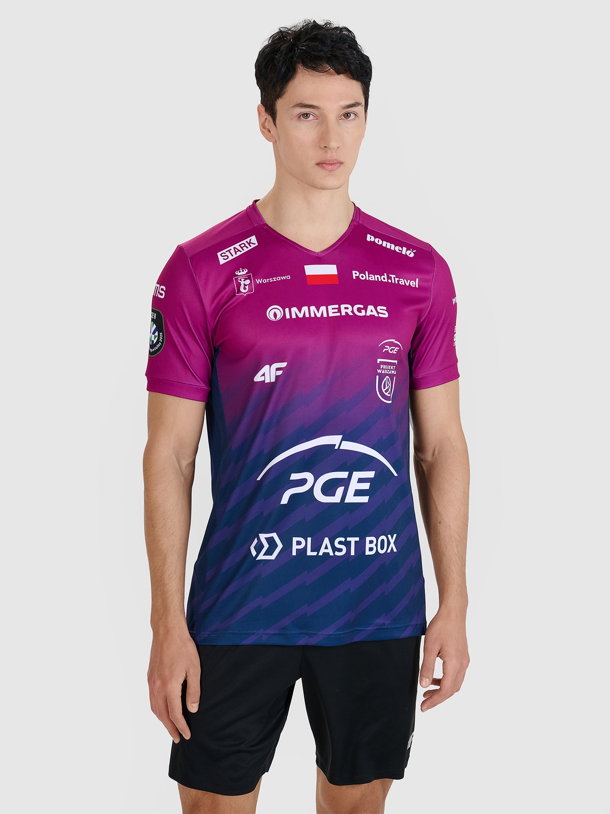 4F Koszulka meczowa replika wyjazdowa Liga Mistrzów CEV z sezonu 2024/25 męska 4F x Projekt Warszawa - multikolor L