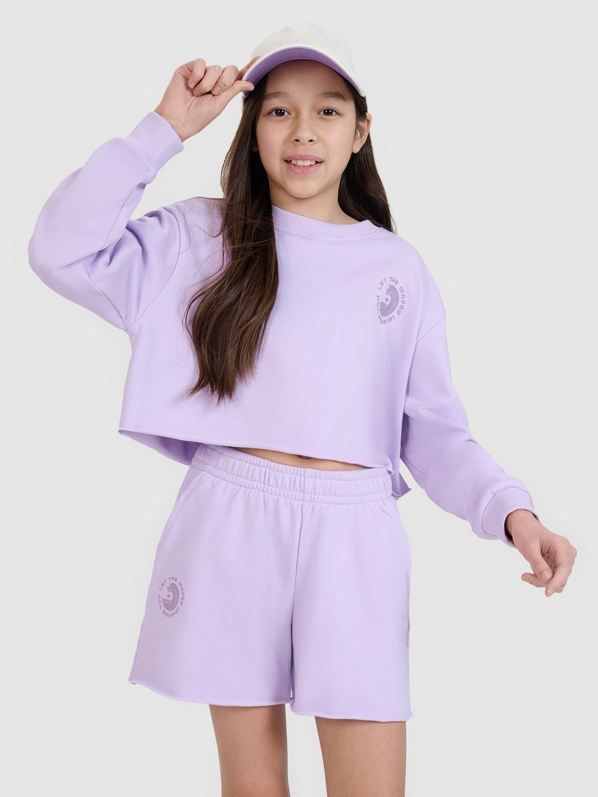 4F Bluza dresowa nierozpinana bez kaptura dziewczęca - fioletowa 140 (9-10 lat)