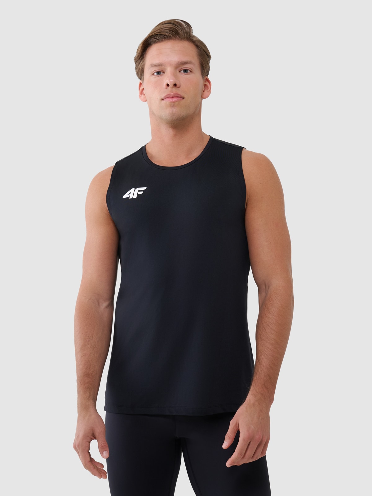 4F Tank top treningowy szybkoschnący męski - czarny XS