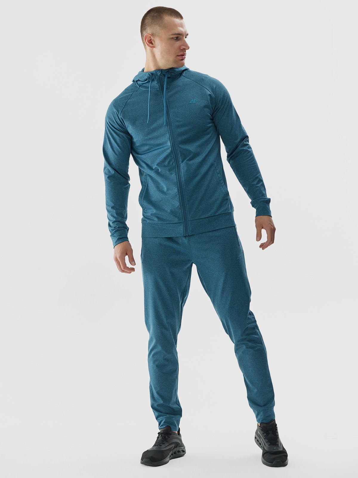 4F Spodnie treningowe szybkoschnące męskie - turkusowe XXL