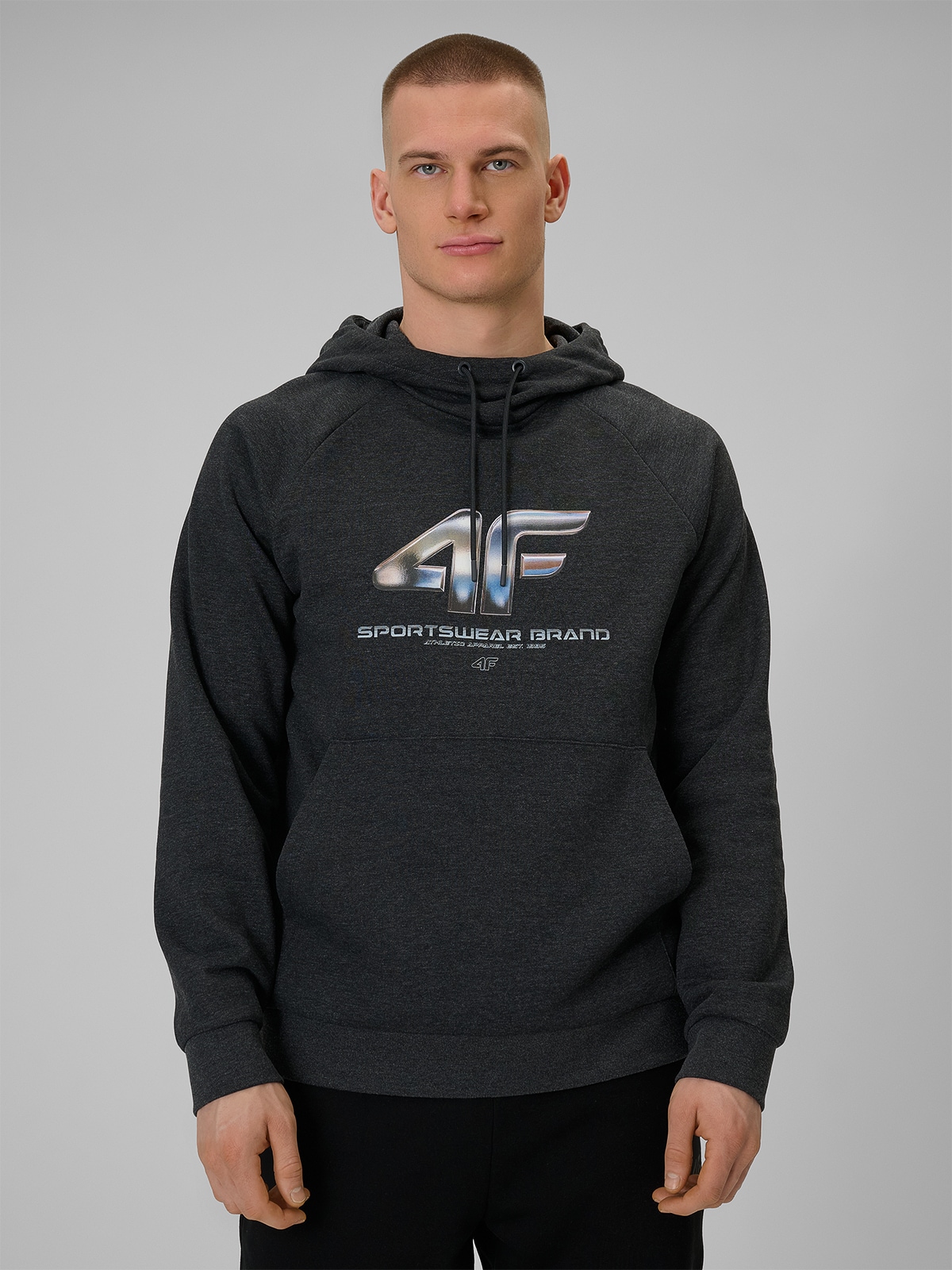 4F Bluza dresowa nierozpinana z kapturem męska - szara M