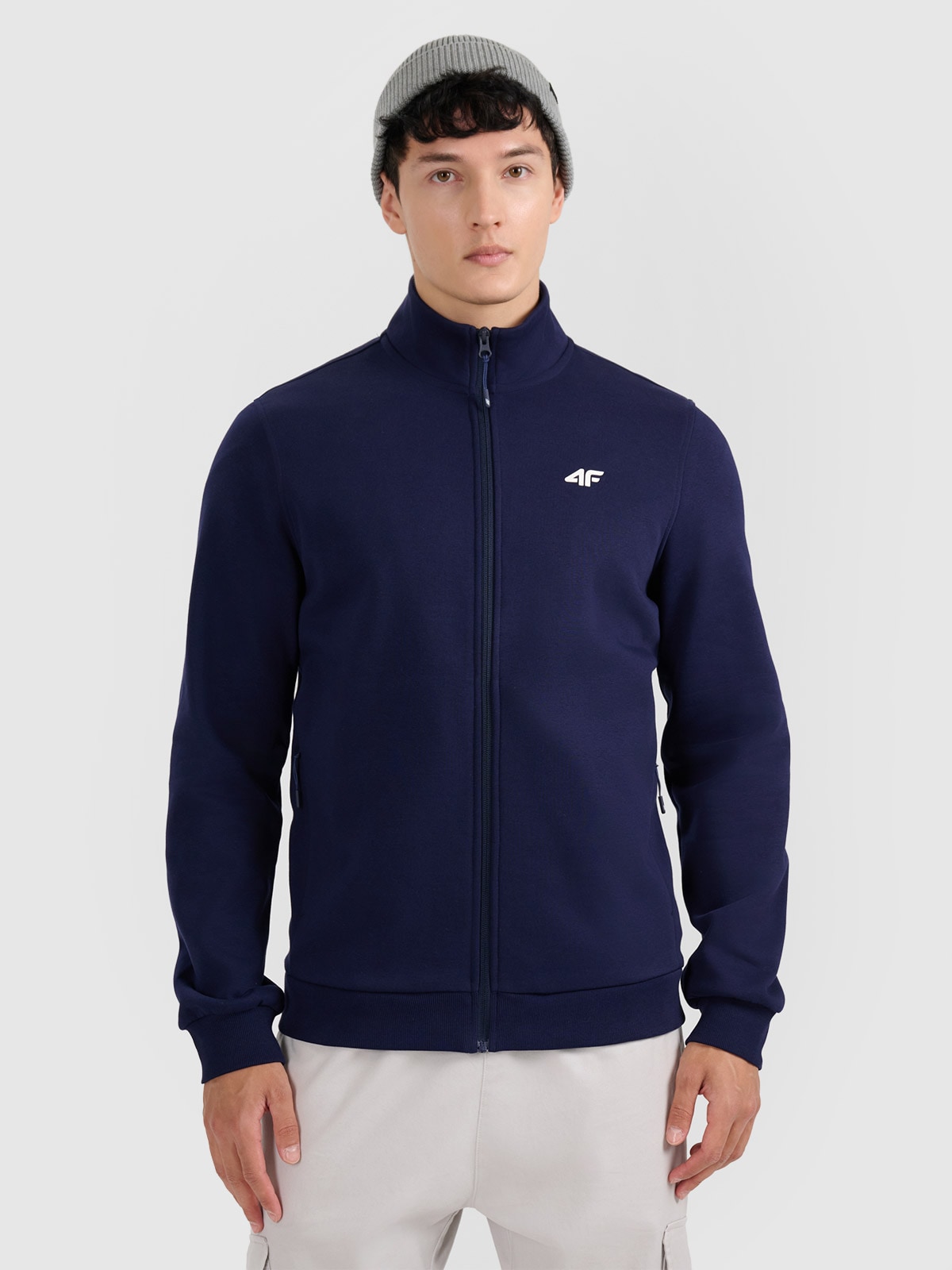 4F Bluza dresowa rozpinana bez kaptura męska - granatowa XL