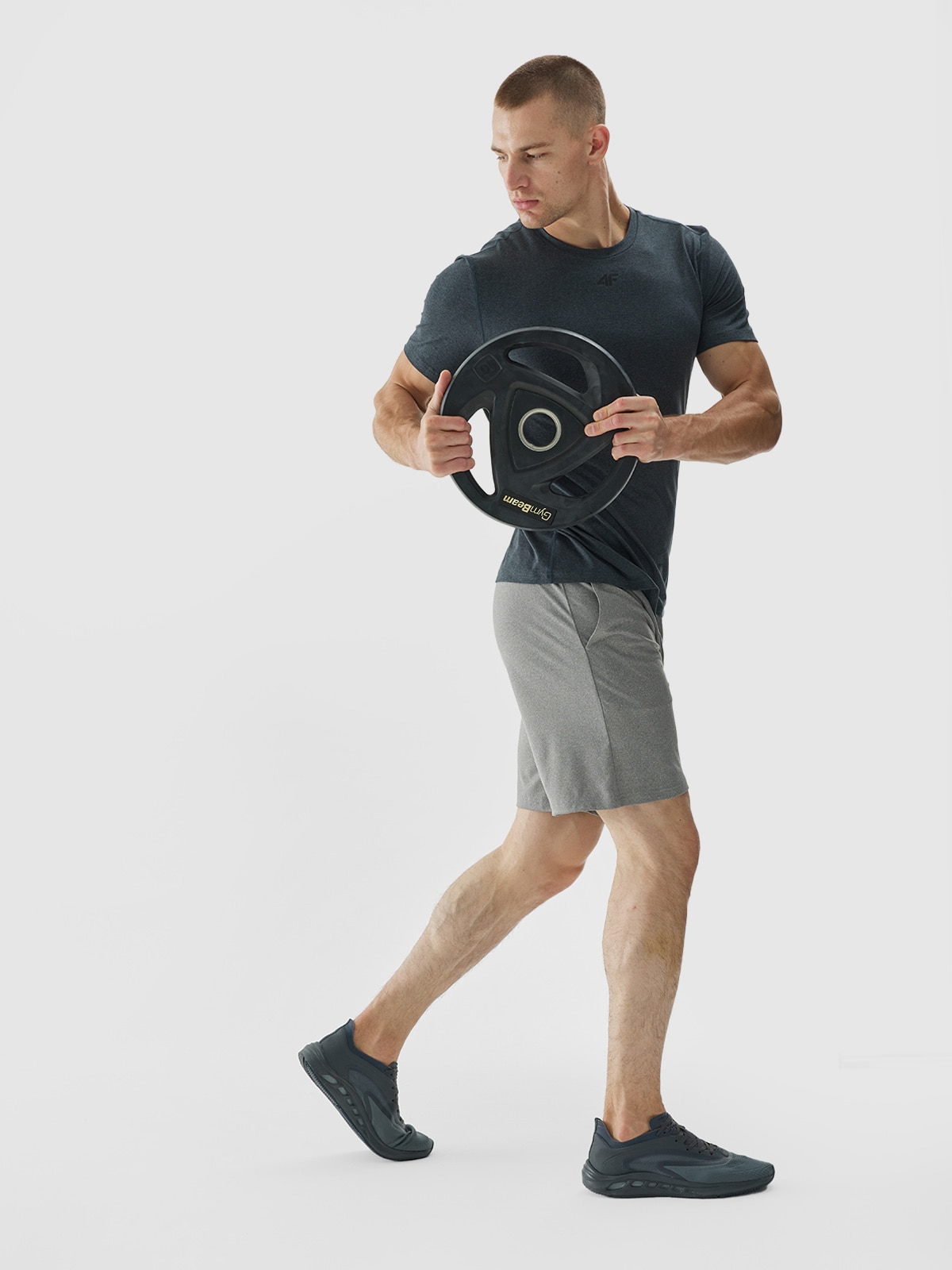 4F Spodenki treningowe regular szybkoschnące męskie - szare XL