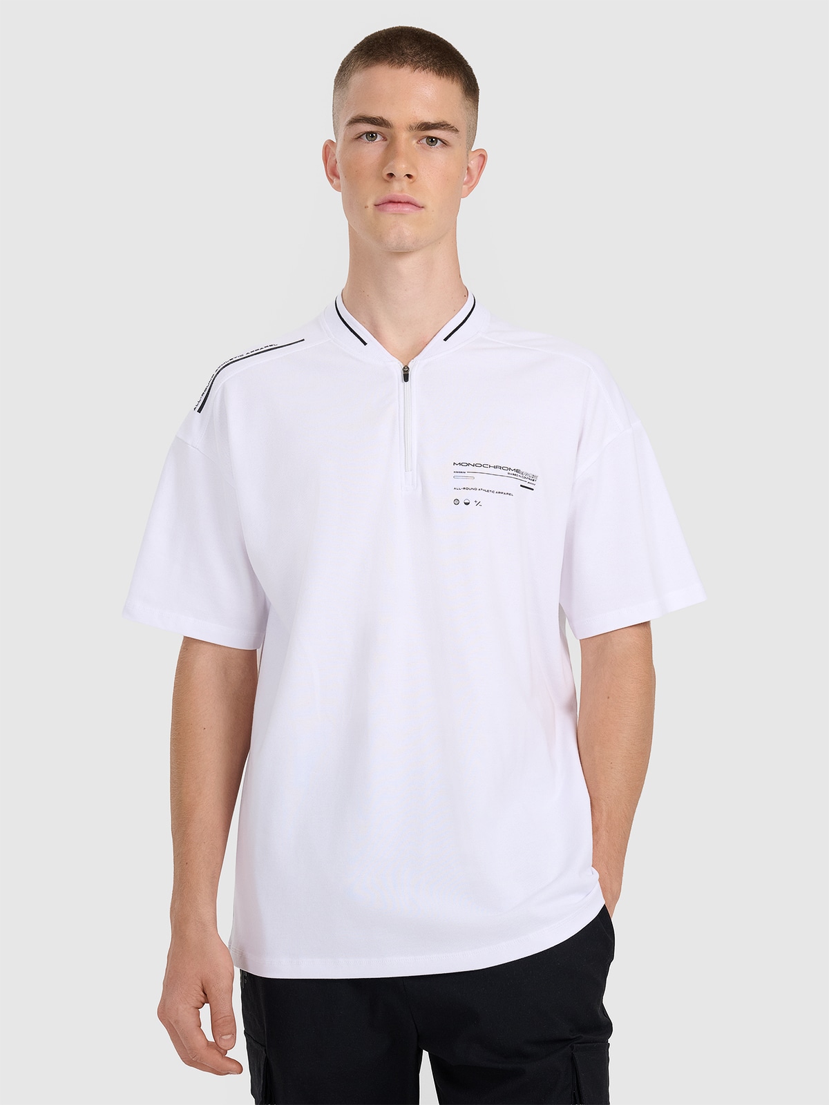 4F Koszulka polo oversize męska - biała XL