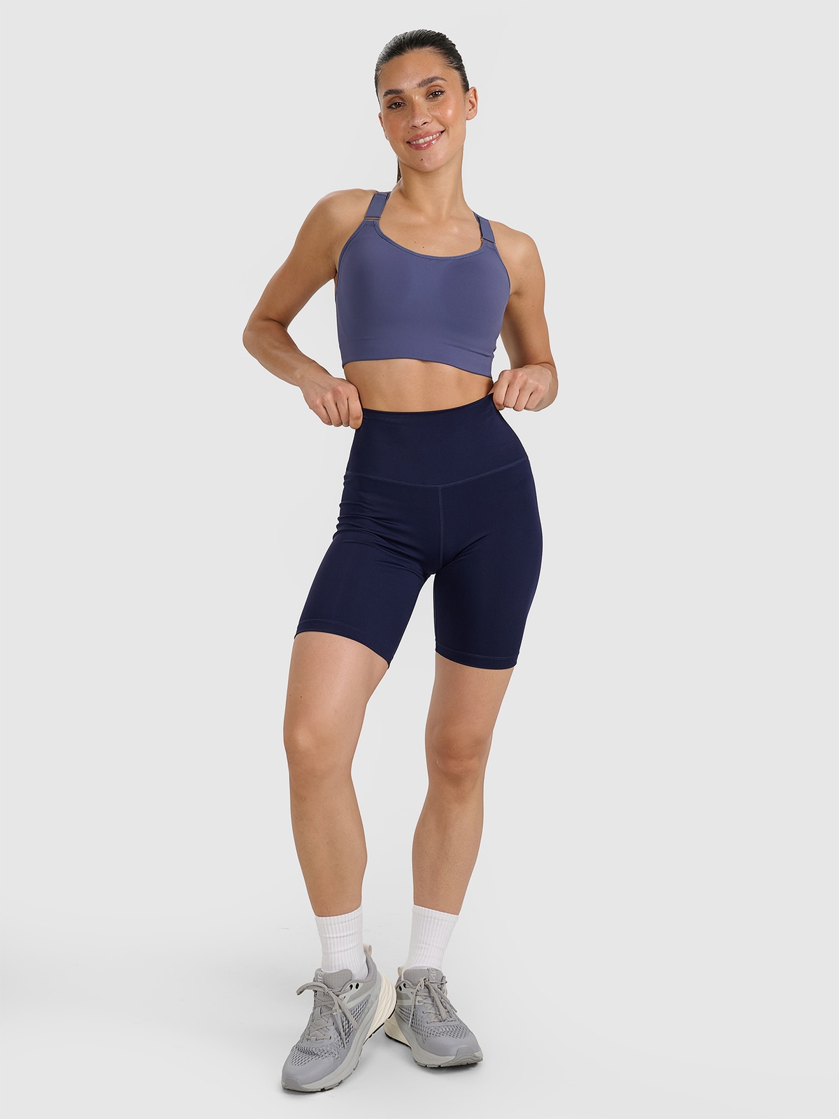 4F Legginsy kolarki treningowe damskie - granatowe M