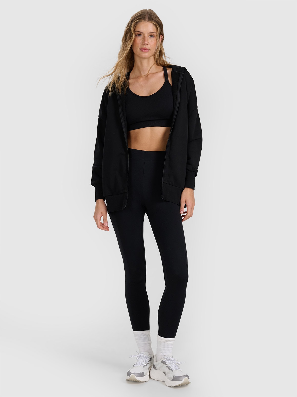 4F Legginsy dzianinowe damskie - czarne XS