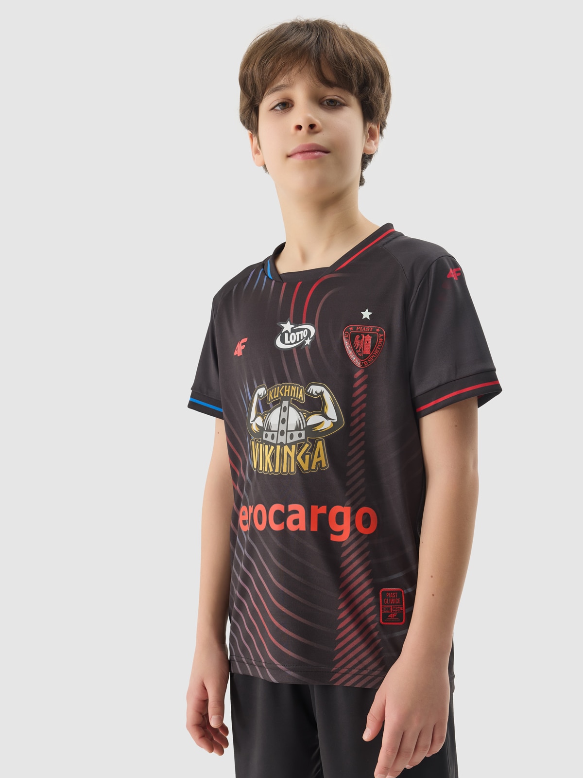 4F Koszulka klubowa wyjazdowa z sezonu 2023/24 dziecięca 4F x Piast Gliwice - czarna 134/140 (8-10 lat)