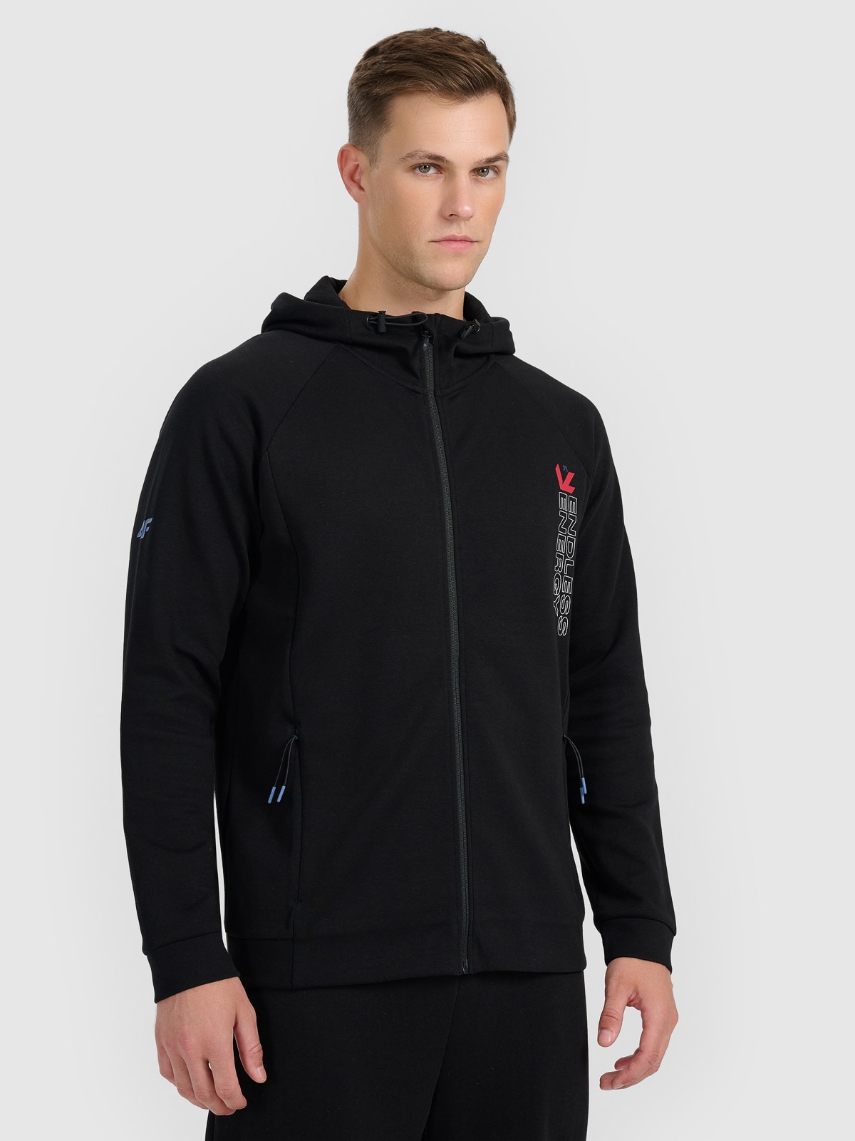 4F Bluza dresowa rozpinana z kapturem męska - czarna XL