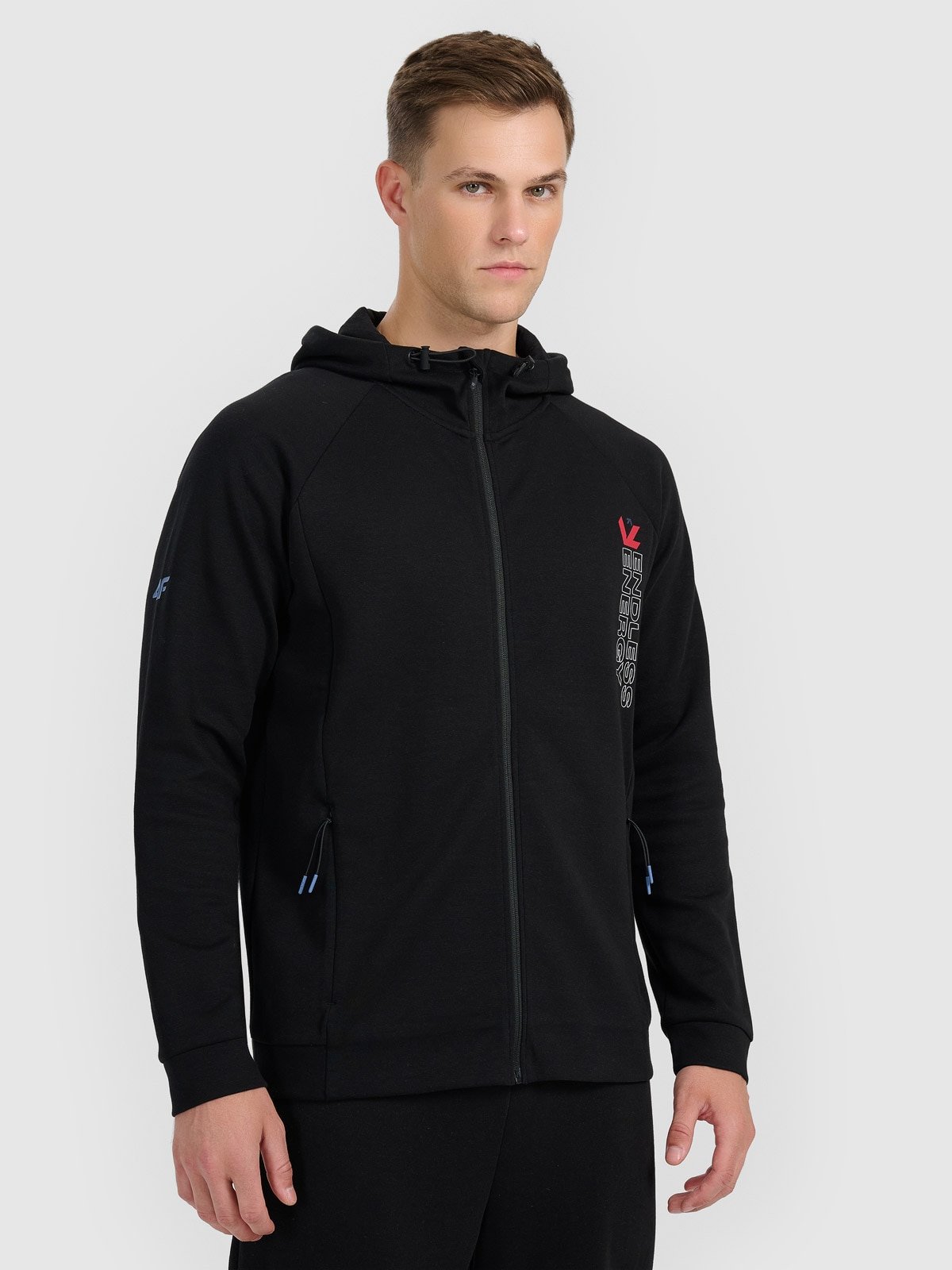 4F Bluza dresowa rozpinana z kapturem męska - czarna XL