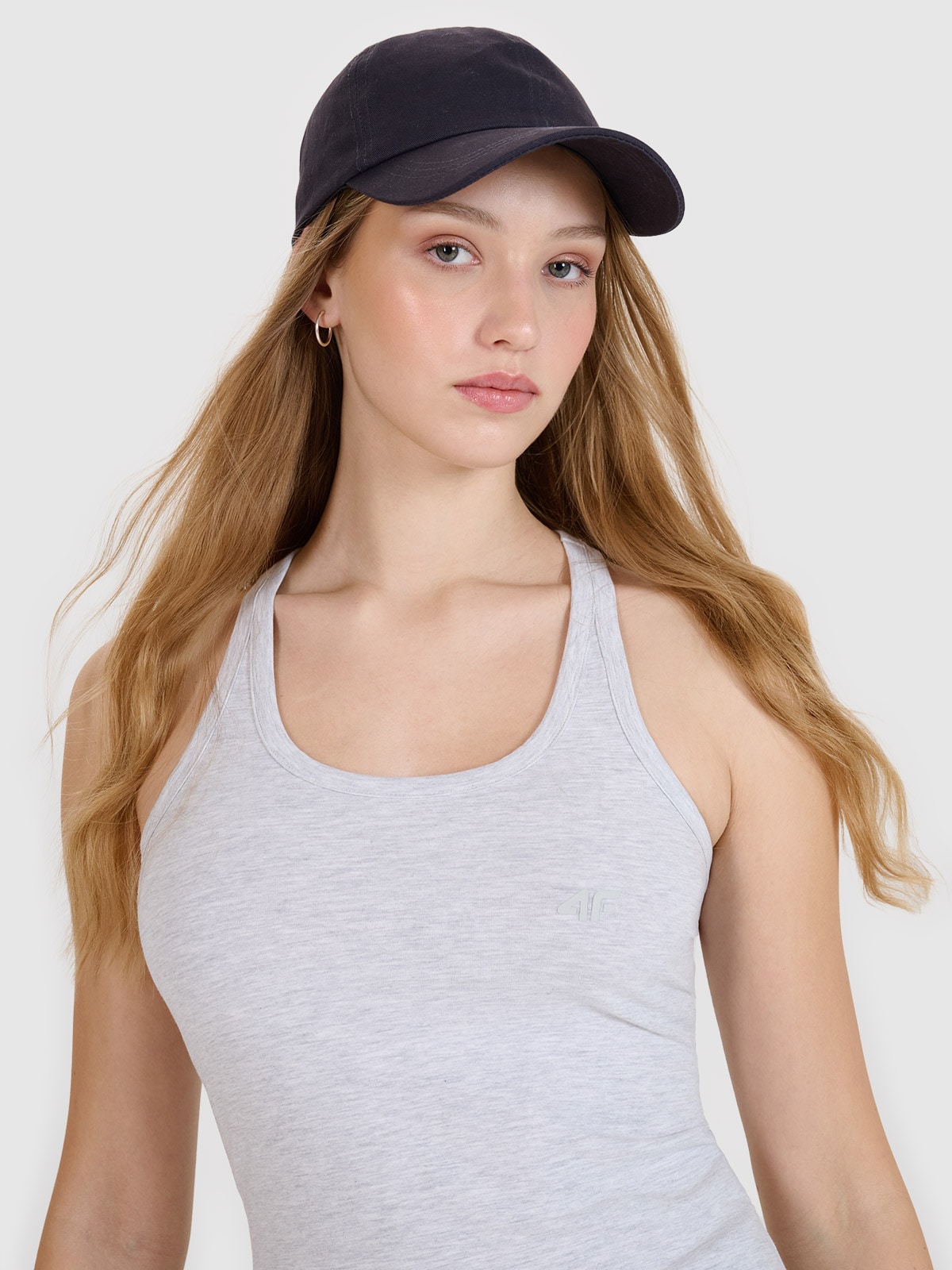 4F Top slim gładki damski - szary S
