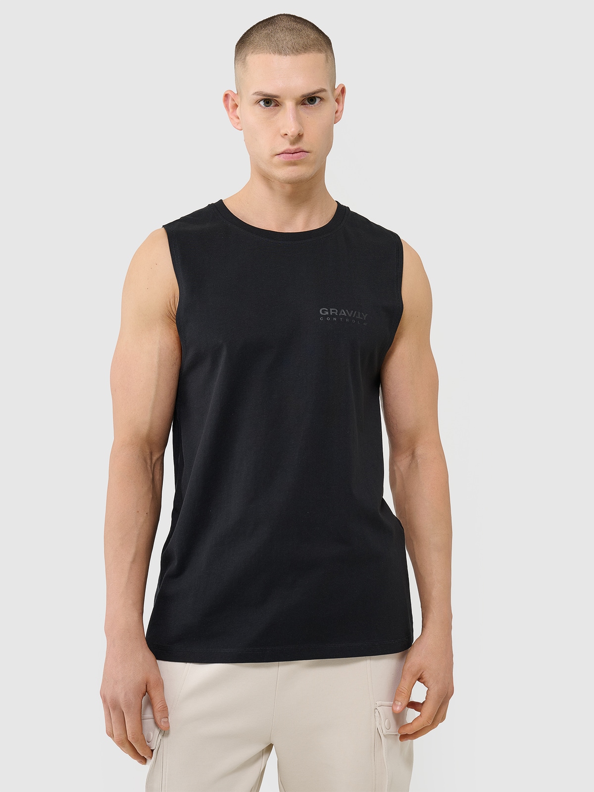 4F Tank top oversize męski - czarny L