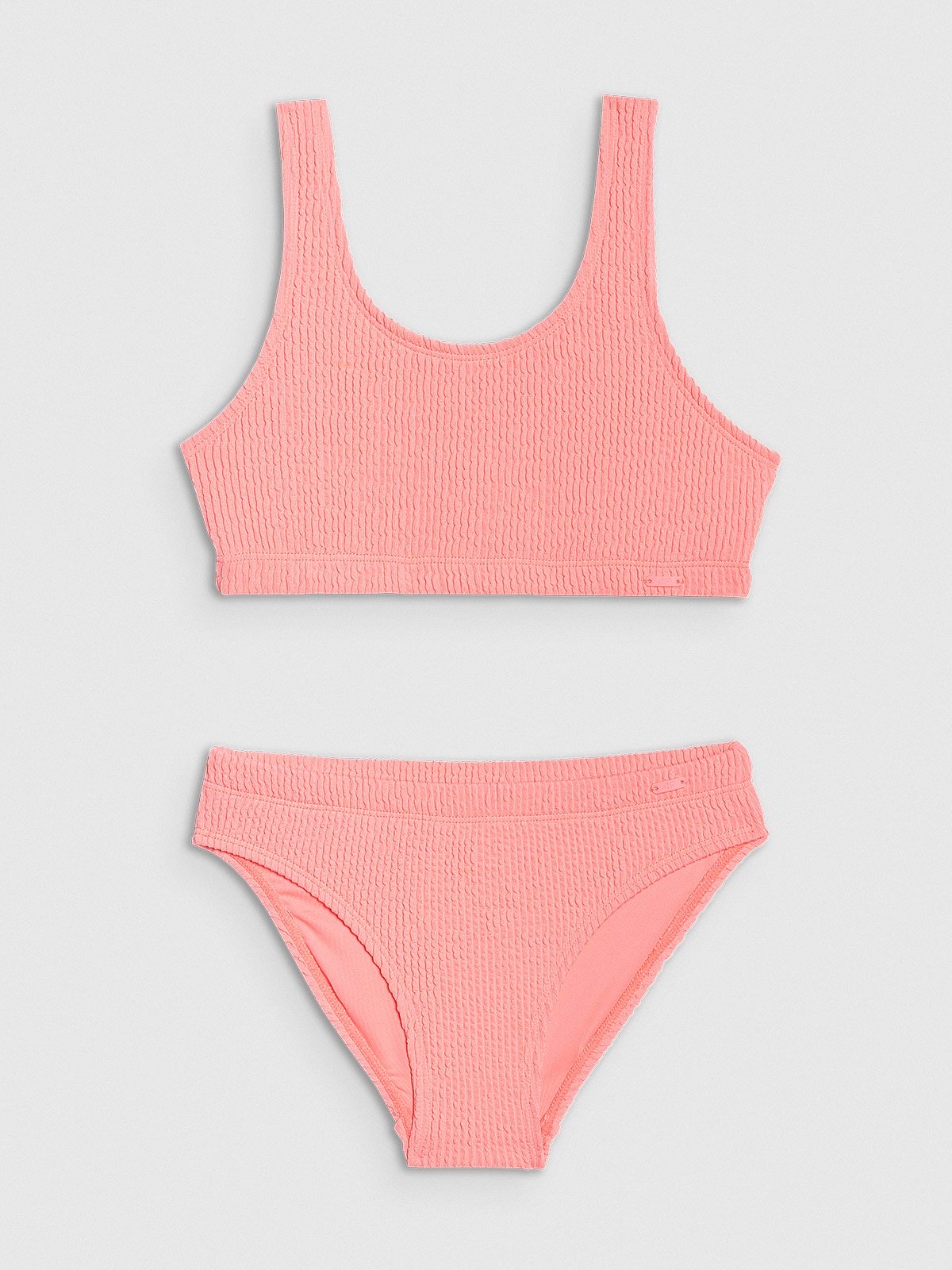 4F Kostium kąpielowy dwuczęściowy dziewczęcy - beżowy 134/140 (8-10 lat)