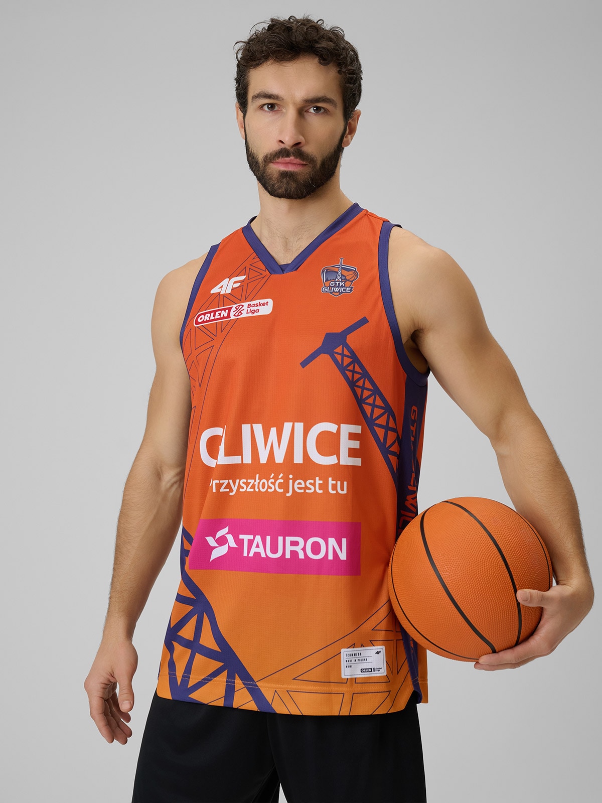 4F Koszulka meczowa replika domowa z sezonu 2025/26 męska 4F x GTK Gliwice - pomarańczowa XXL