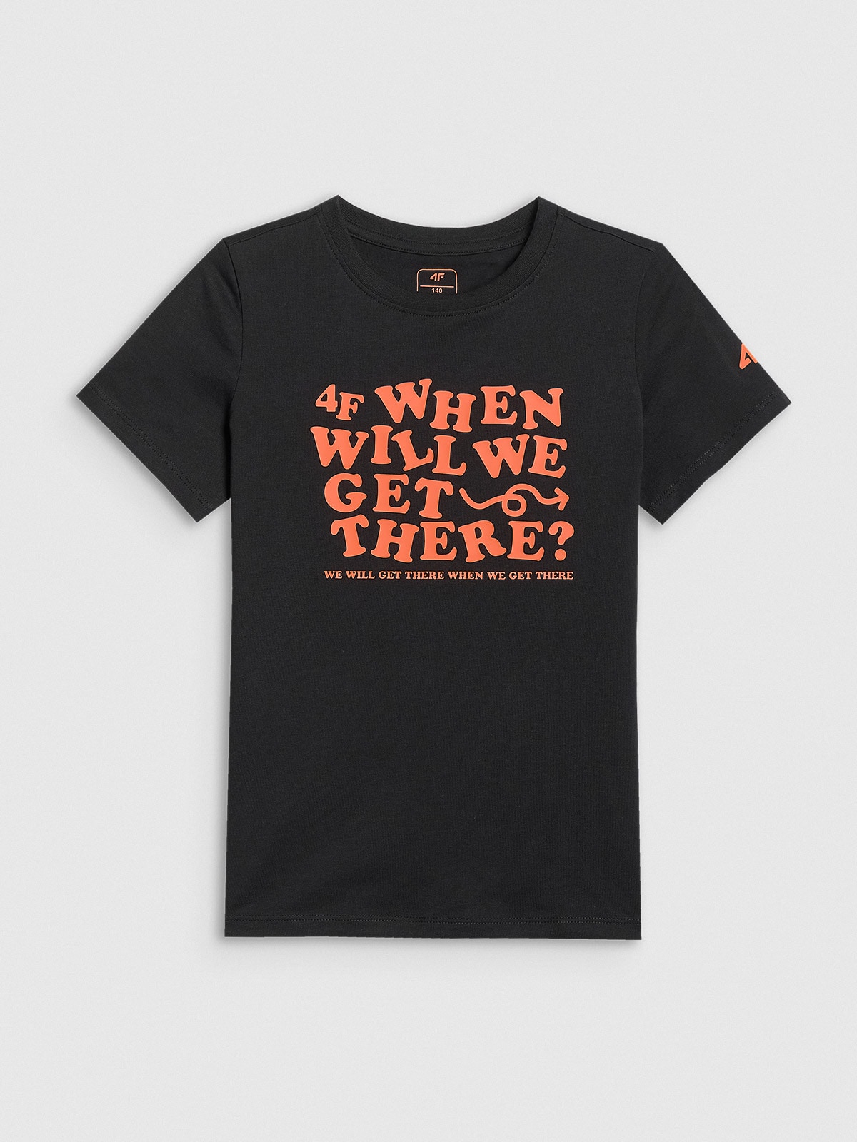 4F T-shirt regular z nadrukiem chłopięcy - czarny 158 (12-13 lat)