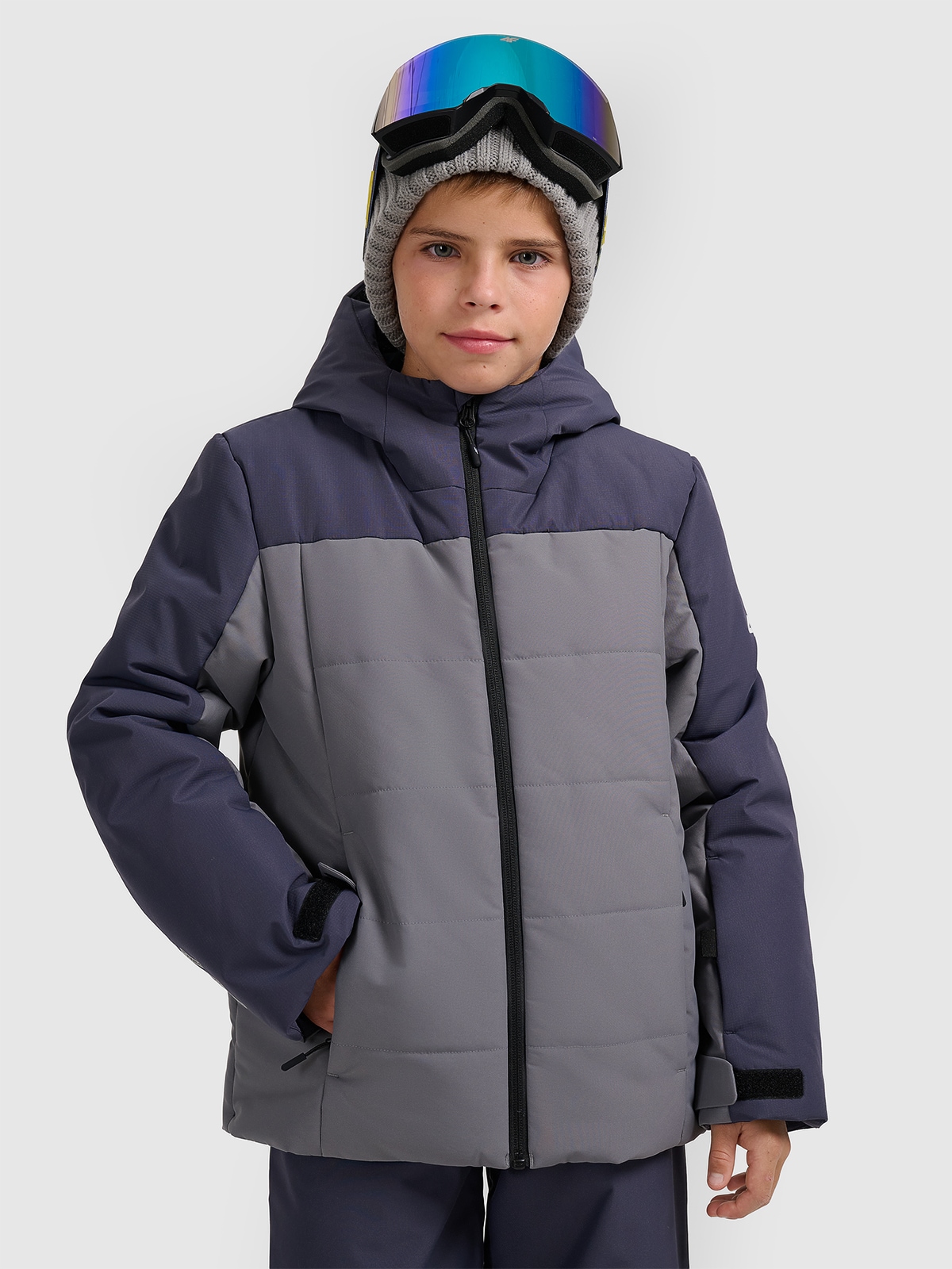 4F Kurtka narciarska membrana 5000 chłopięca - szara 152 (11-12 lat)