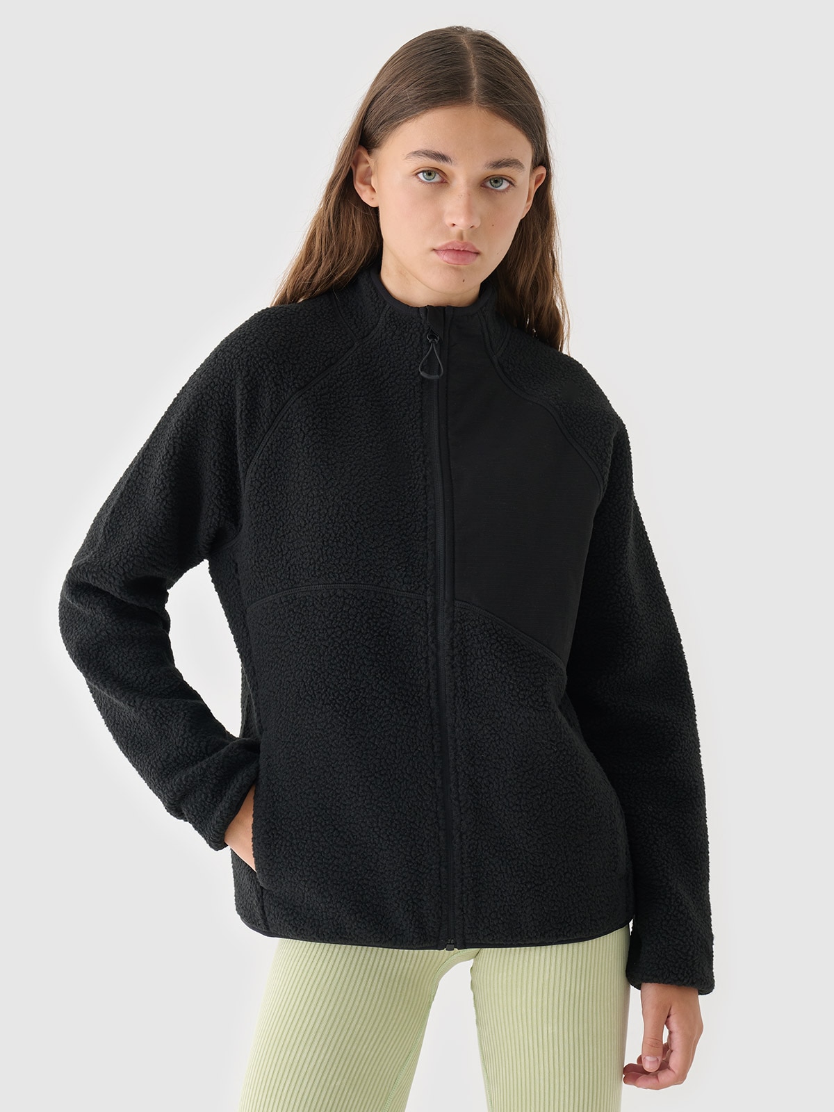 4F Polar sherpa ze stójką damski - czarny XL