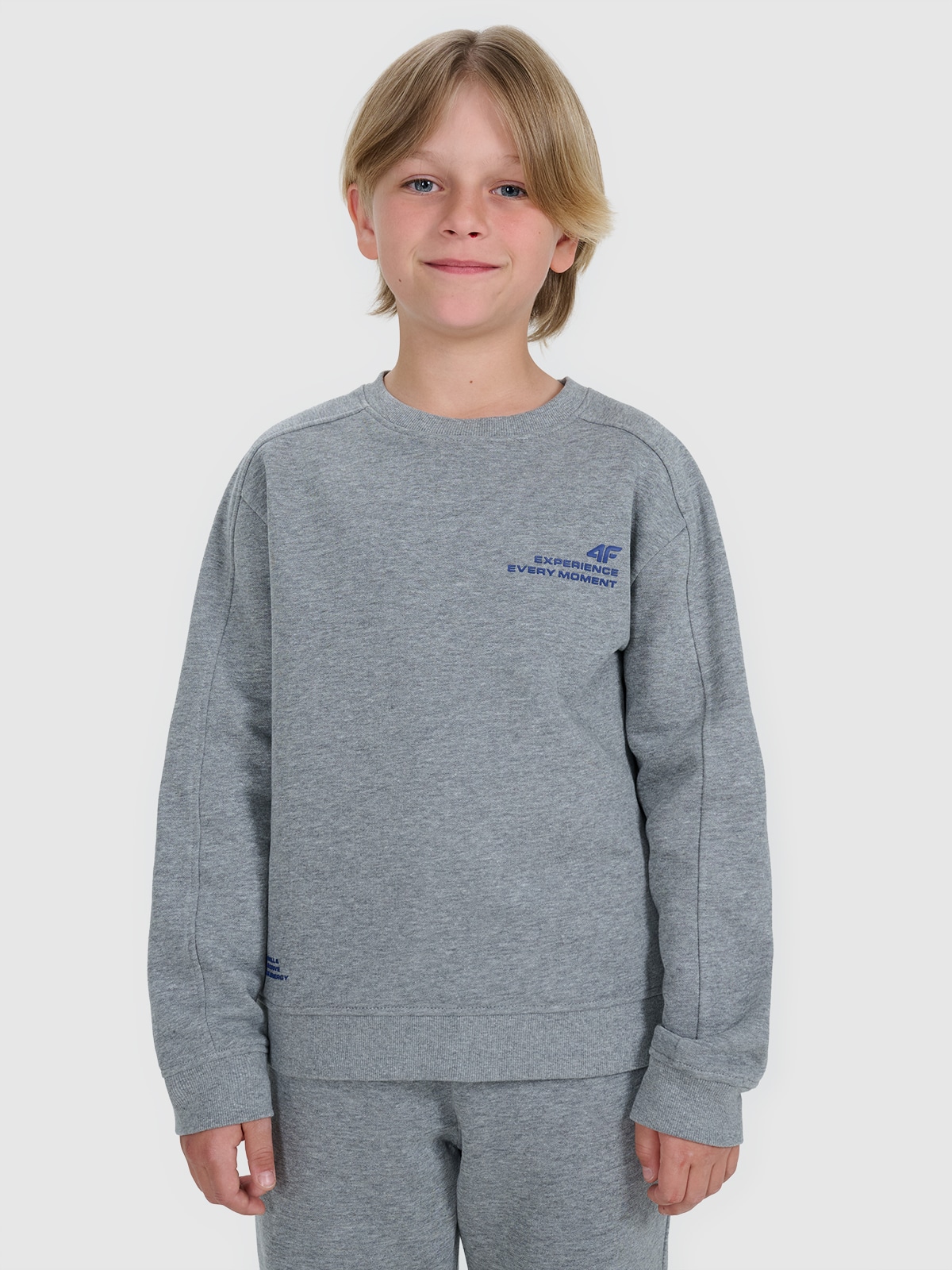 4F Bluza dresowa nierozpinana bez kaptura chłopięca - szara 140 (9-10 lat)