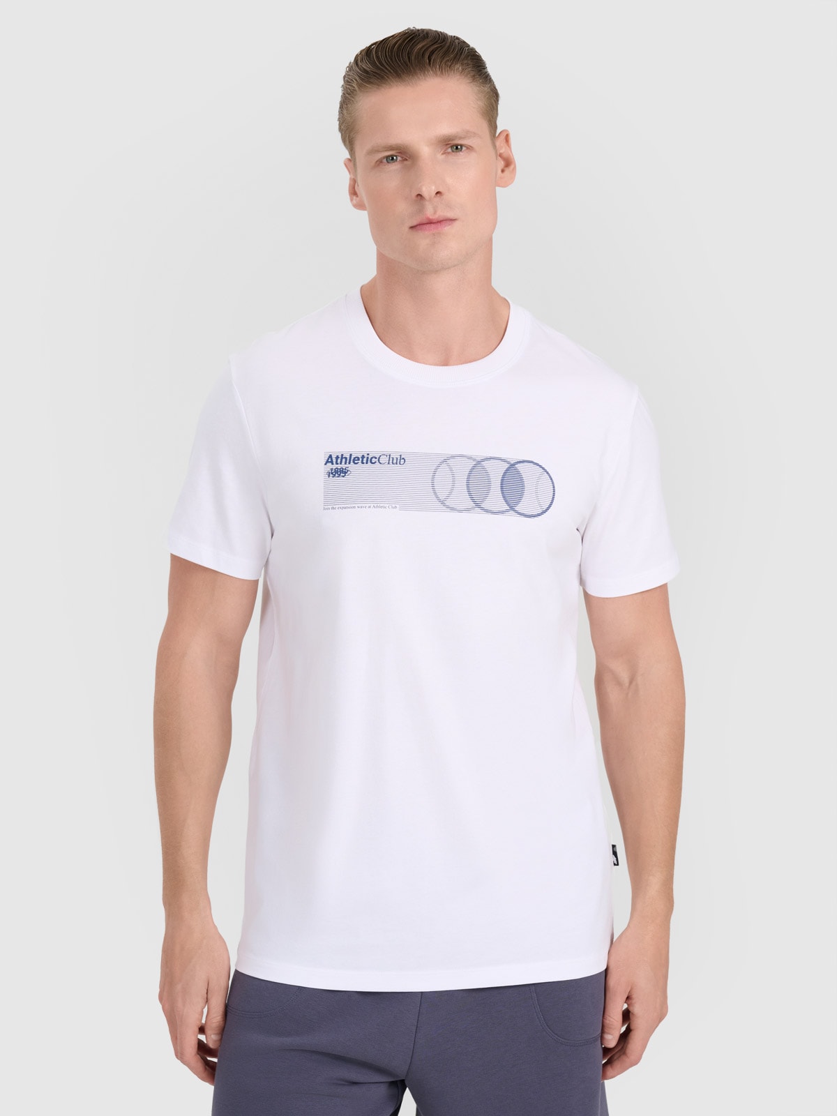 4F T-shirt regular z nadrukiem męski - biały S