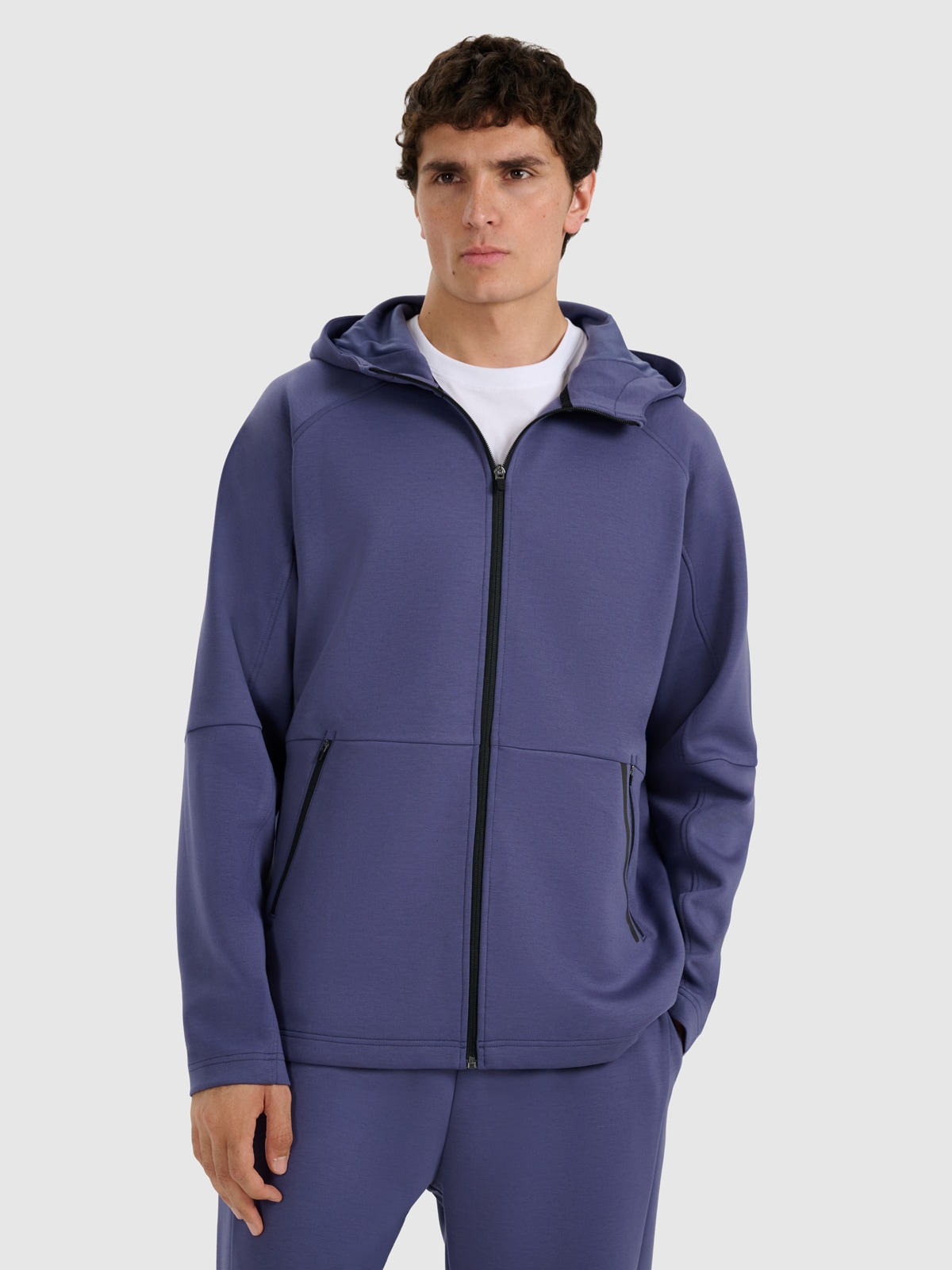 4F Bluza dresowa rozpinana z kapturem męska - szara XL