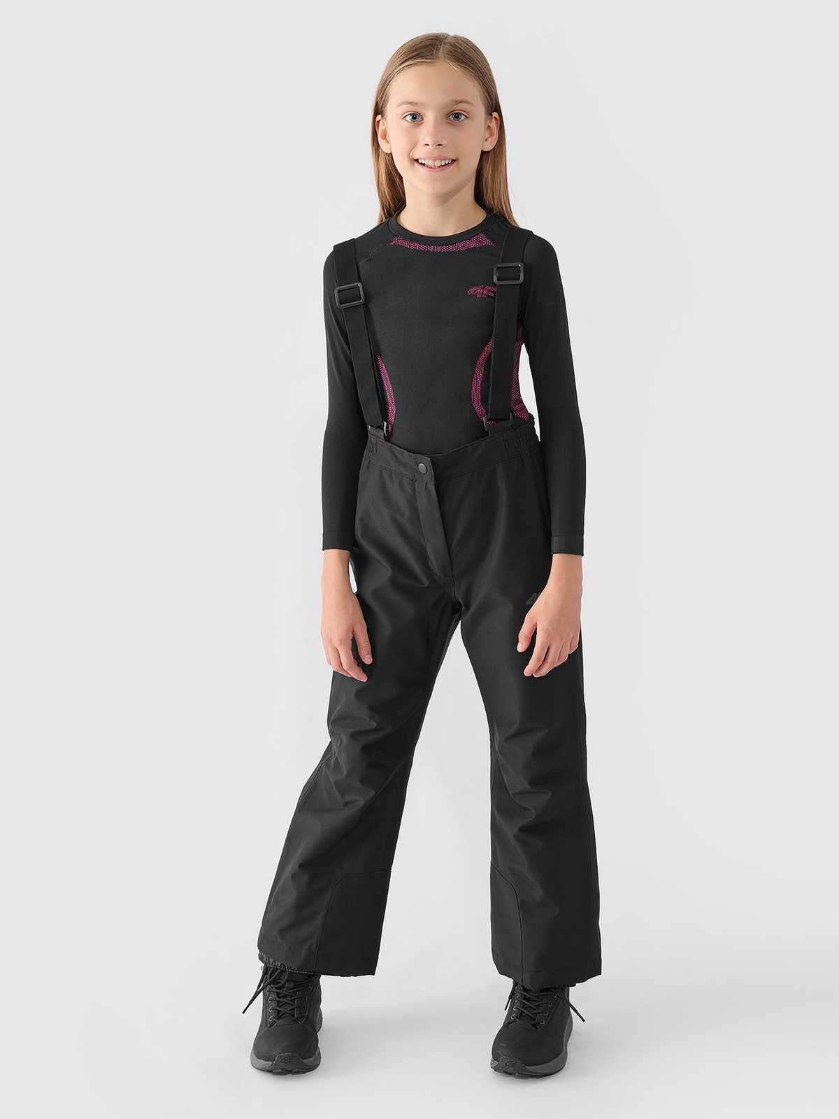 4F Spodnie narciarskie membrana 5000 dziewczęce - czarne 146 (10-11 lat)