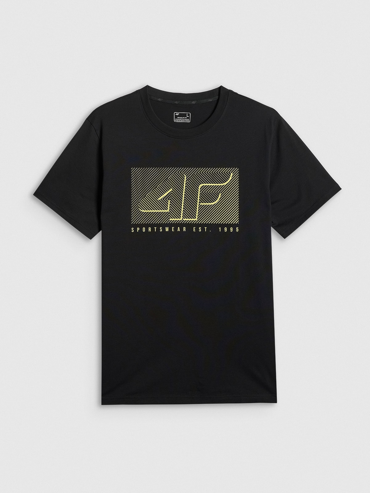 4F T-shirt regular z nadrukiem męski - czarny M