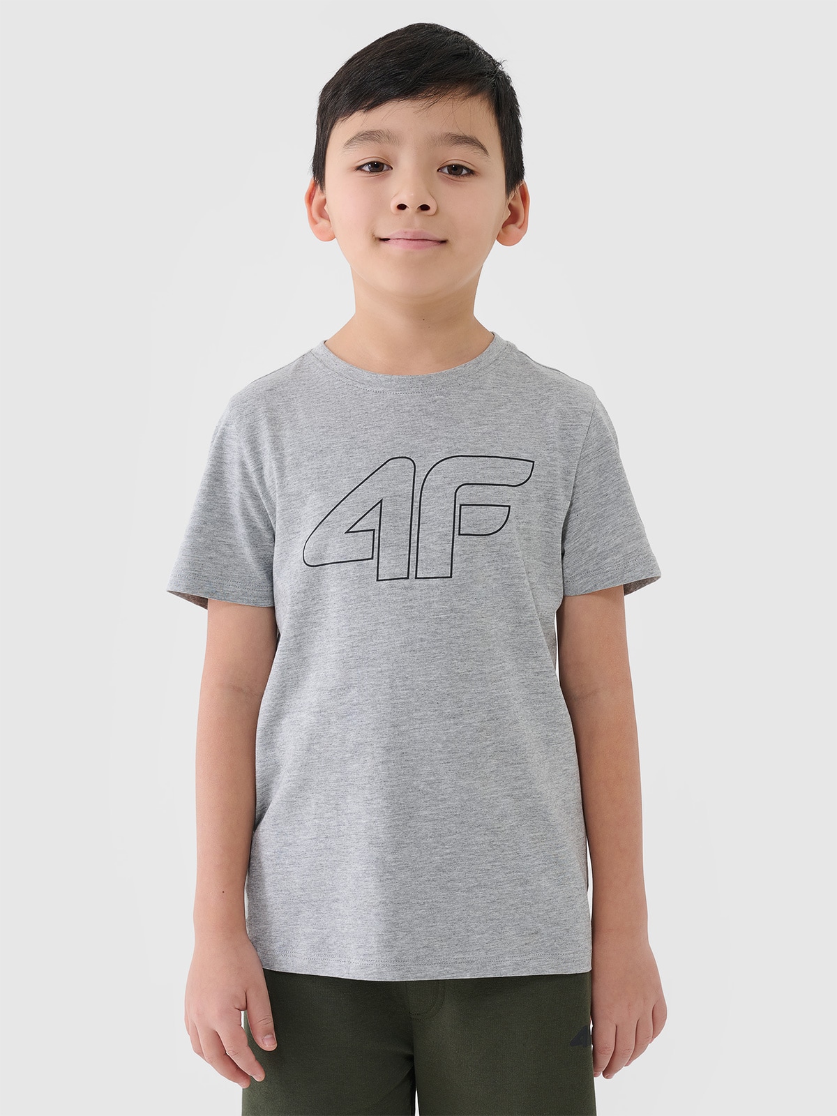 4F T-shirt z nadrukiem chłopięcy - szary 152 (11-12 lat)