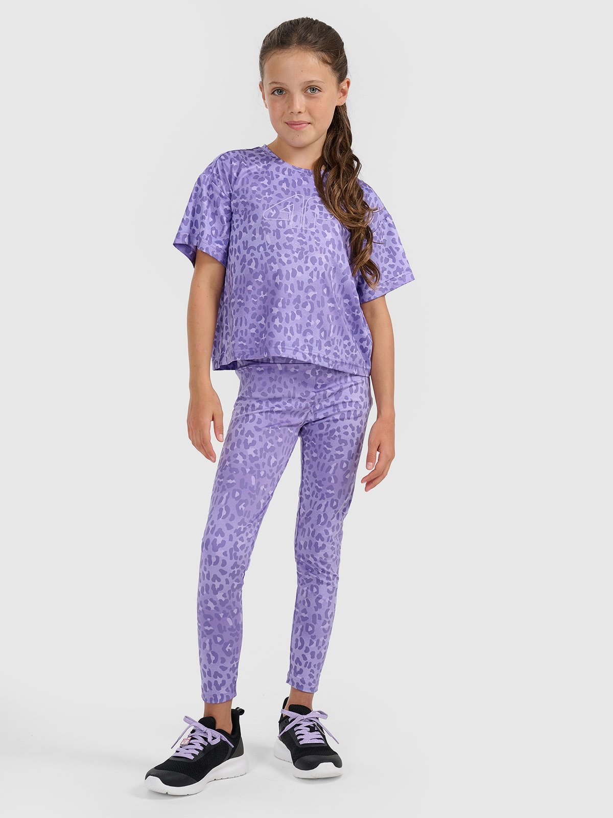 4F Legginsy sportowe szybkoschnące dziewczęce - multikolor 134/140 (8-10 lat)