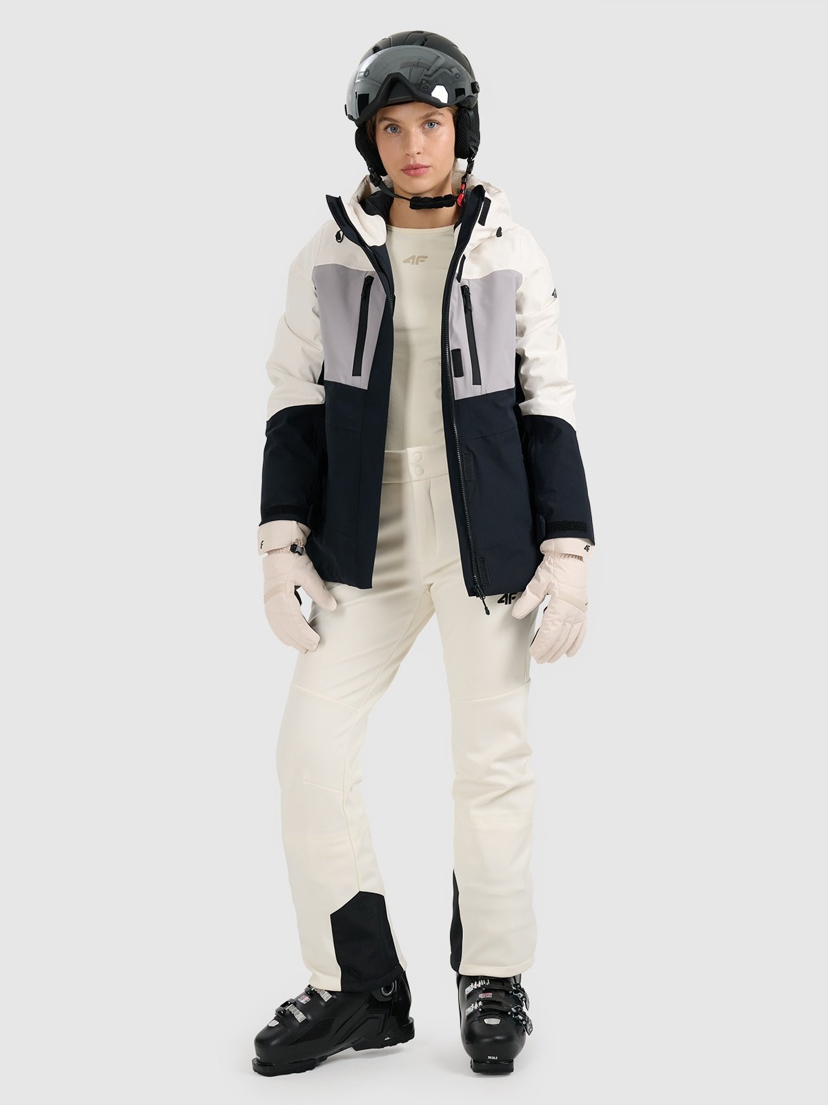 4F Spodnie narciarskie softshell membrana 10000 damskie - beżowe XL