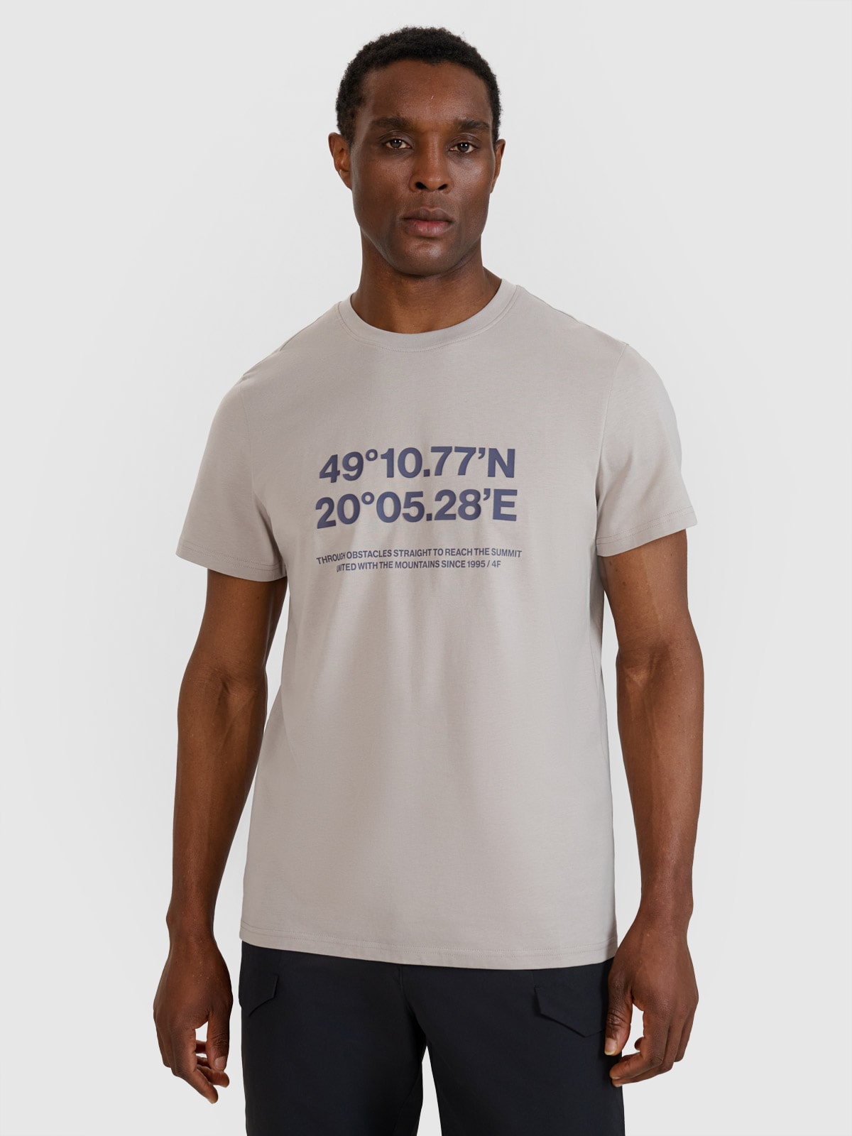 4F T-shirt regular z nadrukiem męski - szary XL