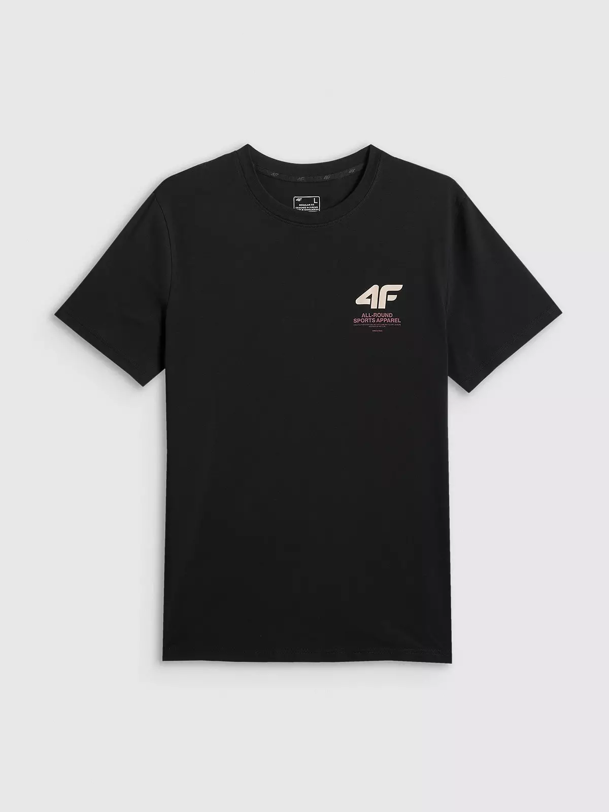 4F T-shirt regular gładki męski - czarny L