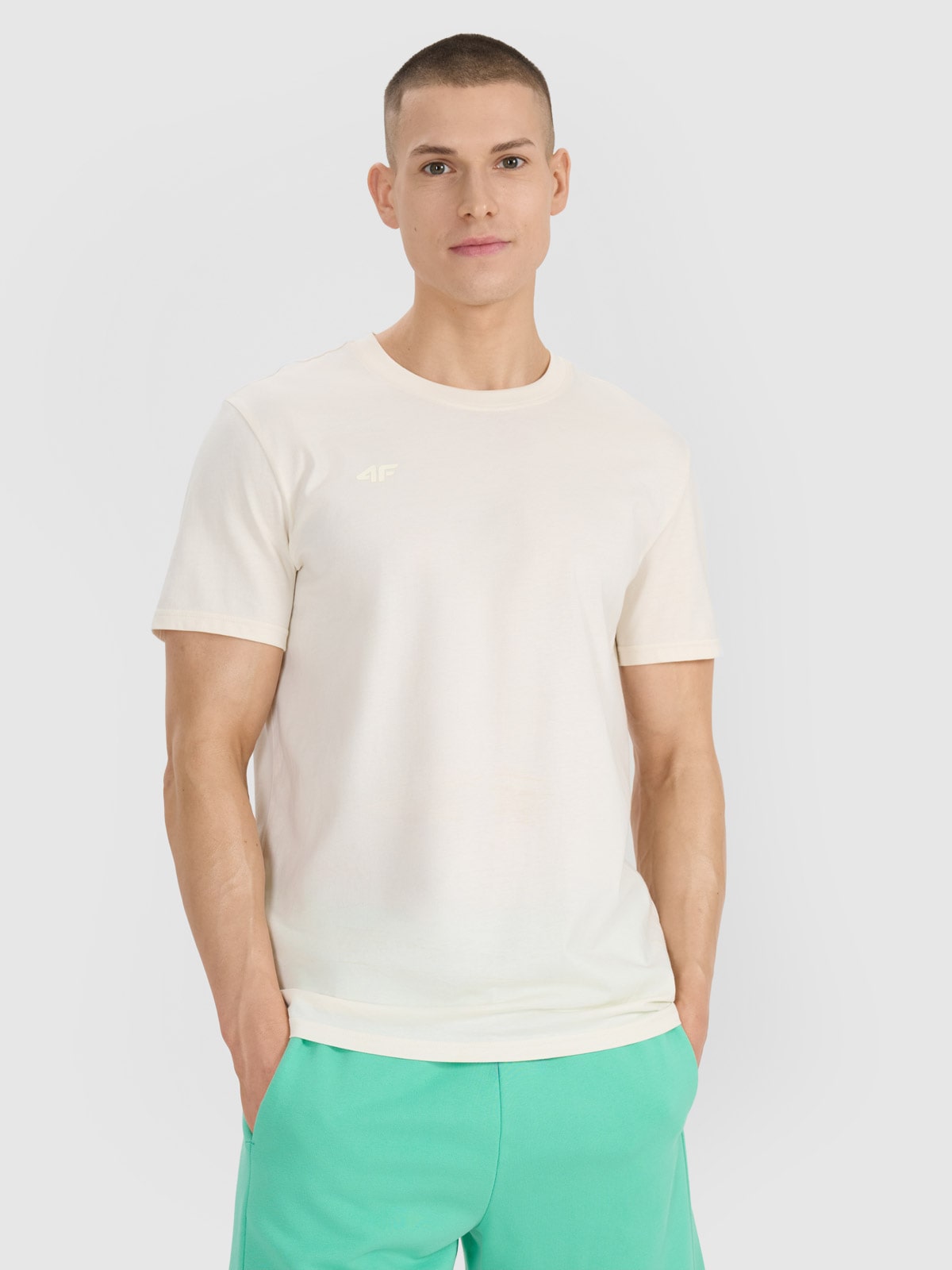 4F T-shirt regular z nadrukiem męski - biały XXL