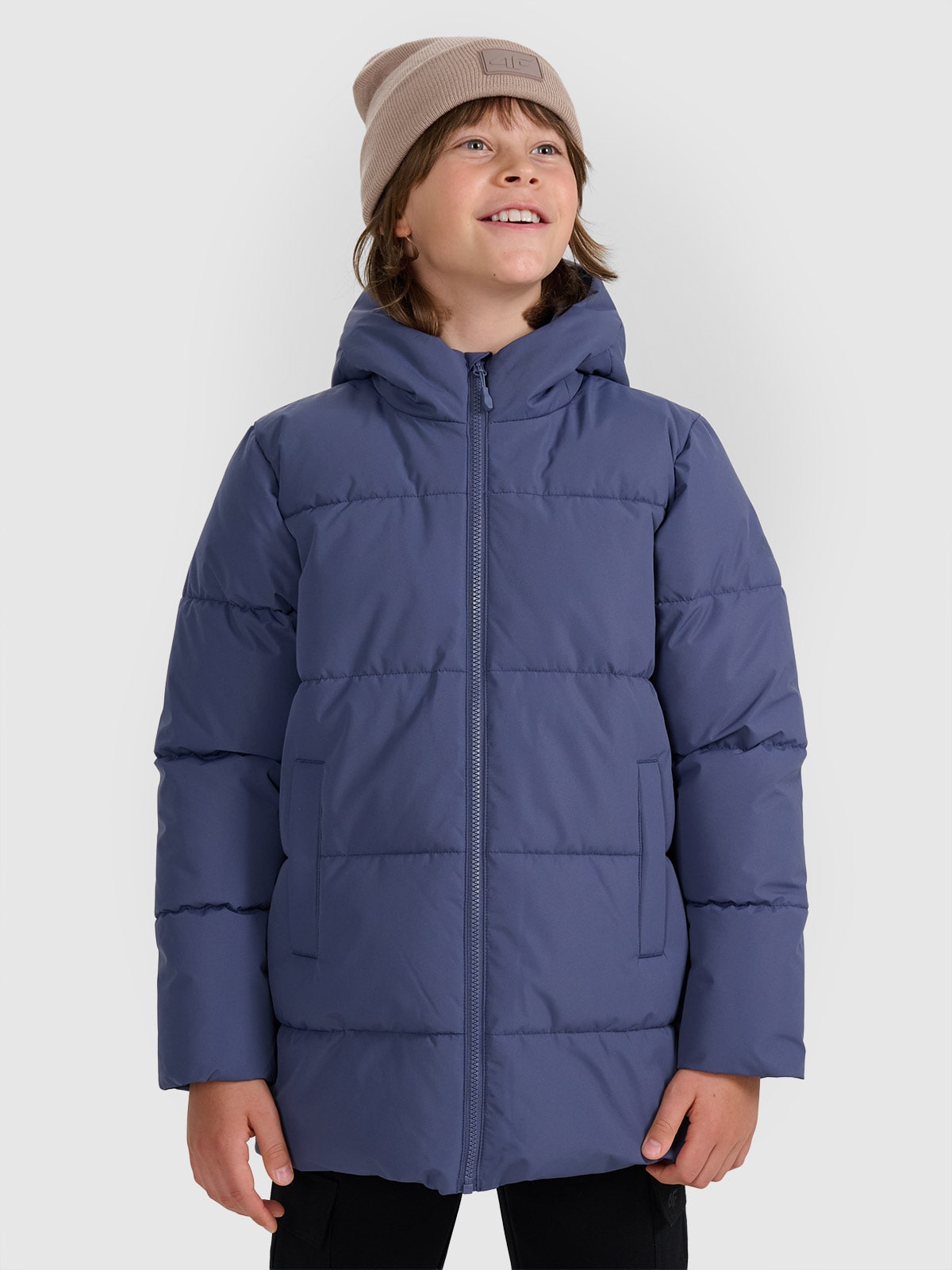 4F Kurtka puchowa z wypełnieniem syntetycznym chłopięca - granatowa 128 (7-8 lat)