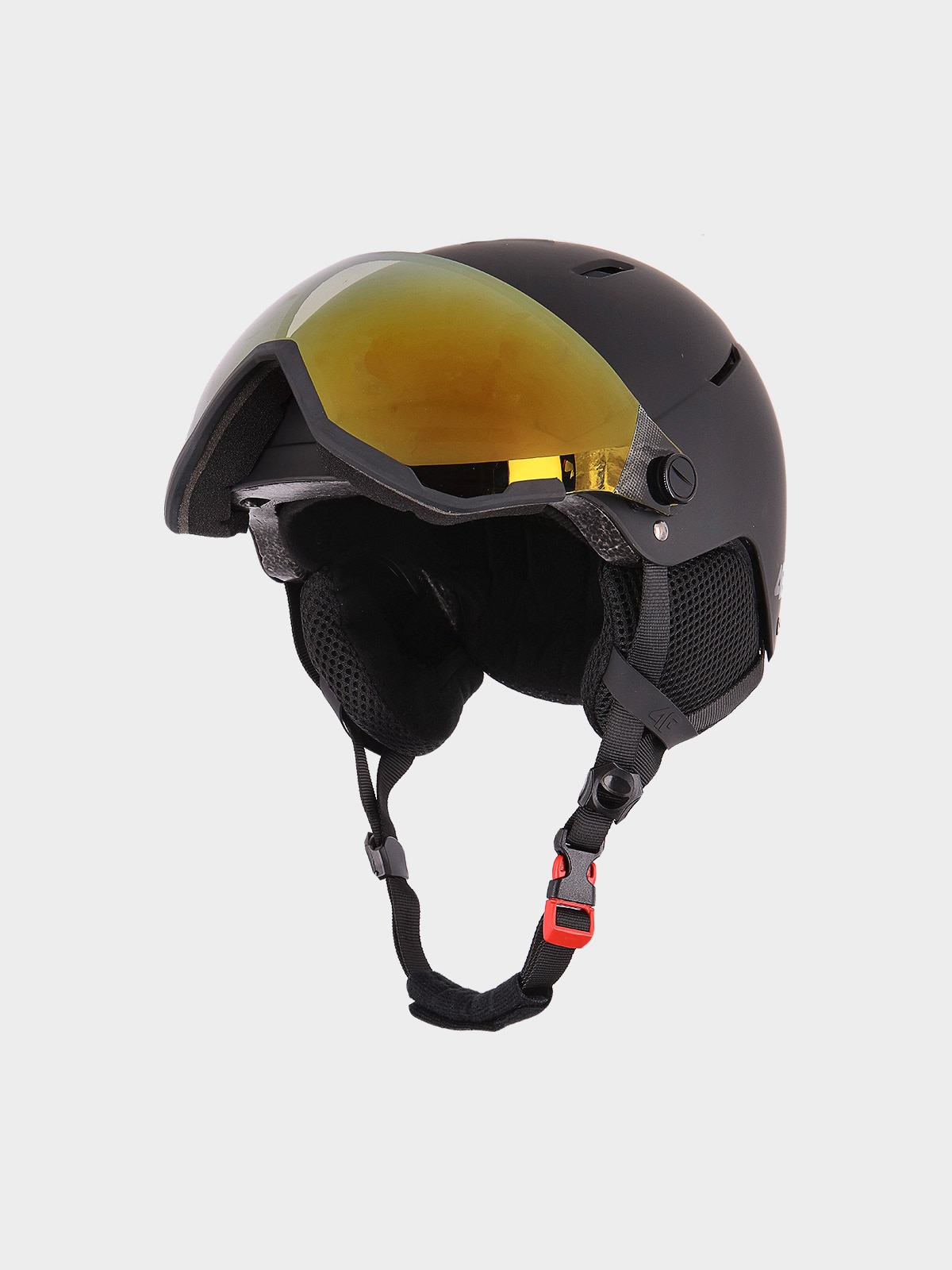 4F Kask narciarski z goglami dziecięcy - czarny S (51-54cm)