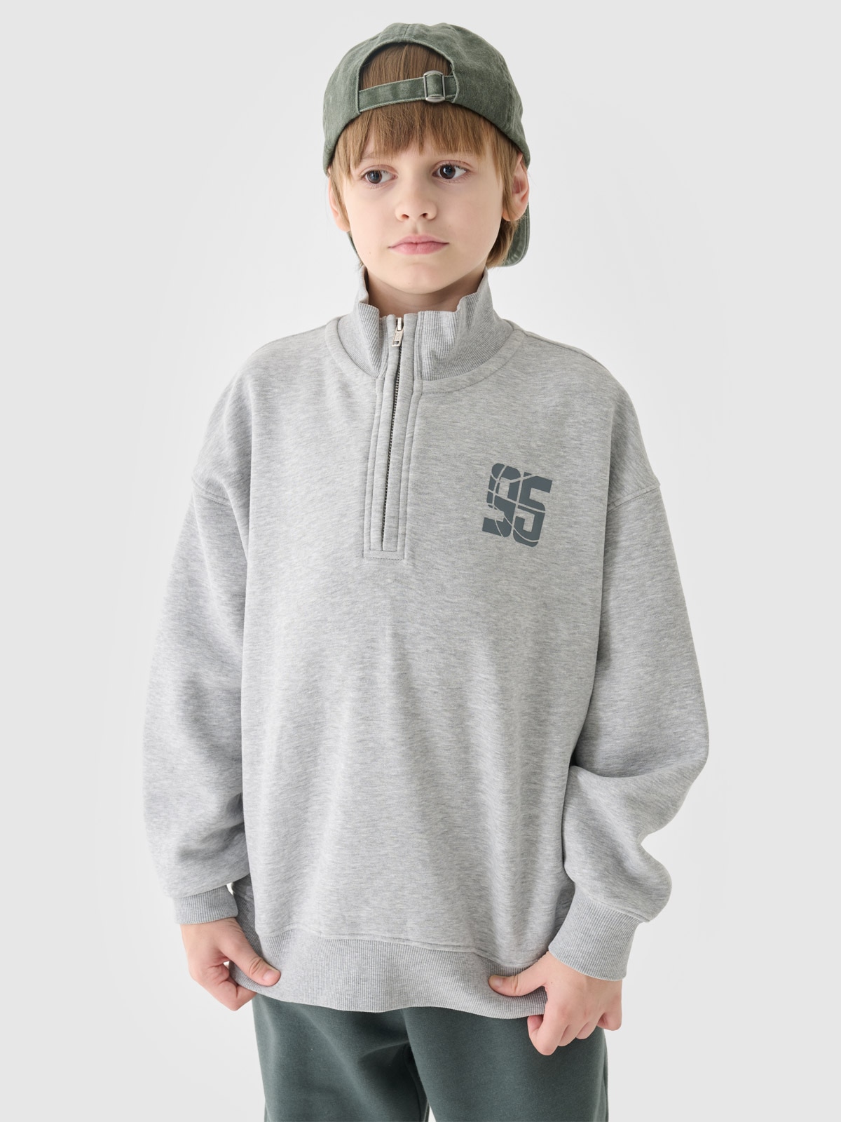4F Bluza dresowa nierozpinana bez kaptura chłopięca - szara 134 (8-9 lat)