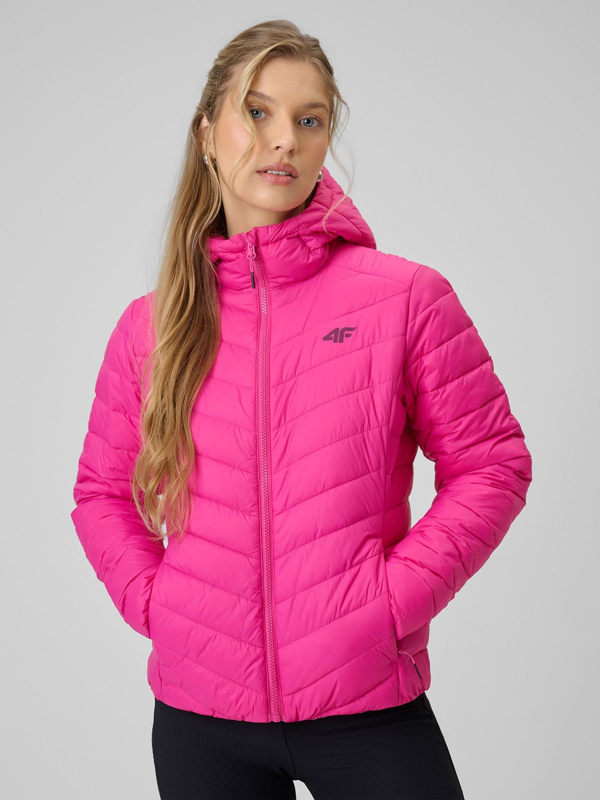 4F Kurtka z wypełnieniem syntetycznym damska - różowa M