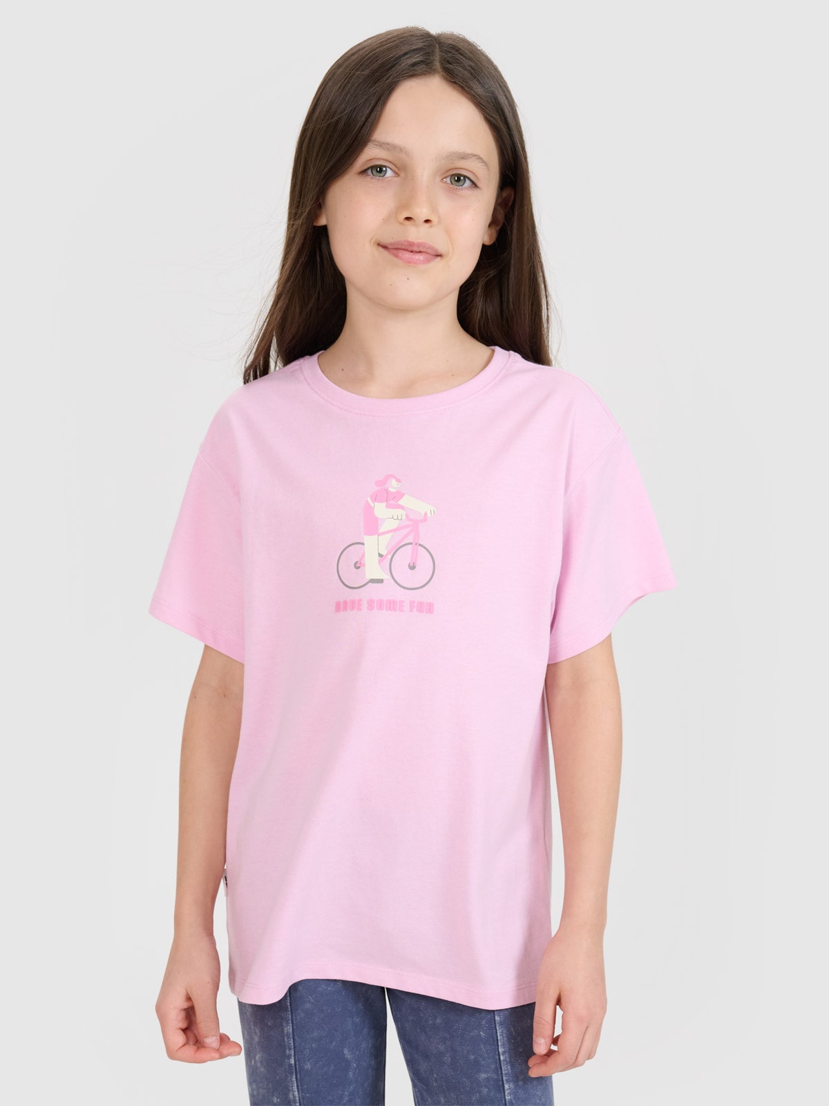 4F T-shirt regular z nadrukiem dziewczęcy - różowy 164 (13-14 lat)