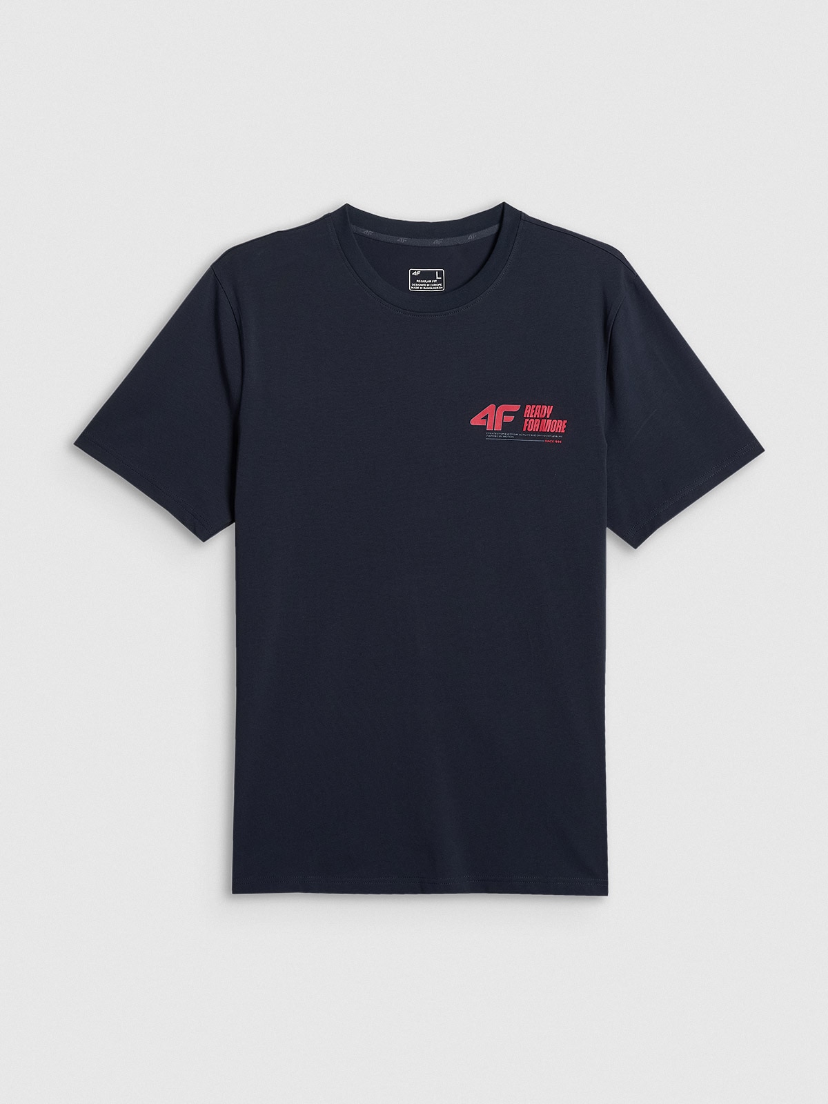 4F T-shirt regular gładki męski - granatowy S