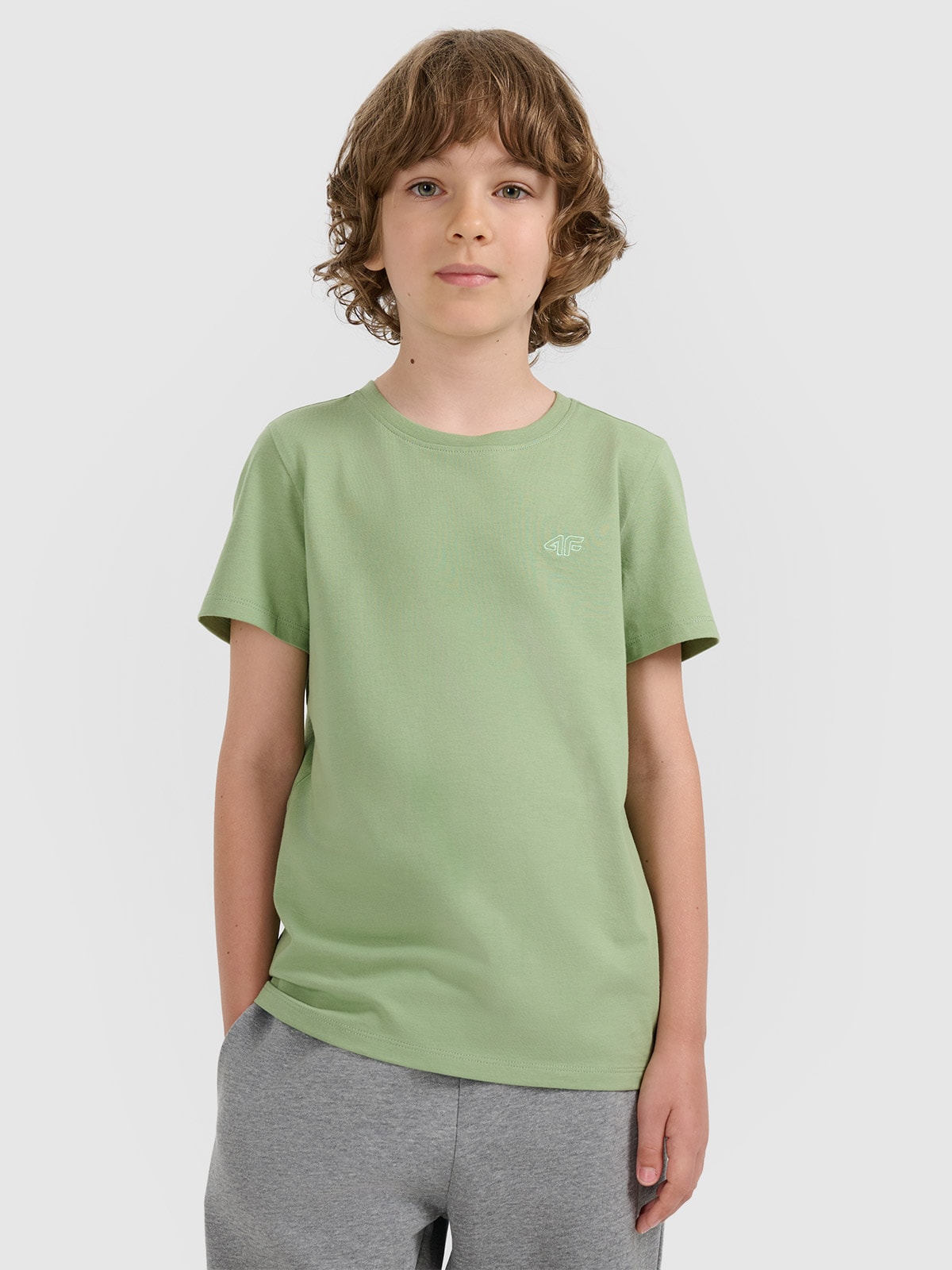 4F T-shirt regular gładki chłopięcy - turkusowy 164 (13-14 lat)
