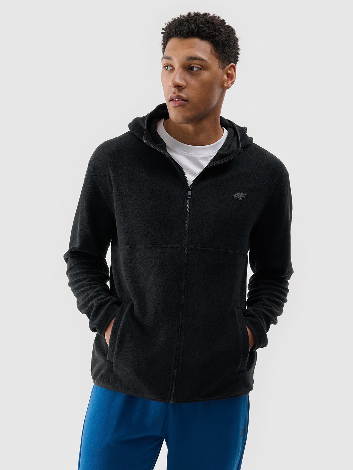 4F Polar regular z kapturem męski - czarny L