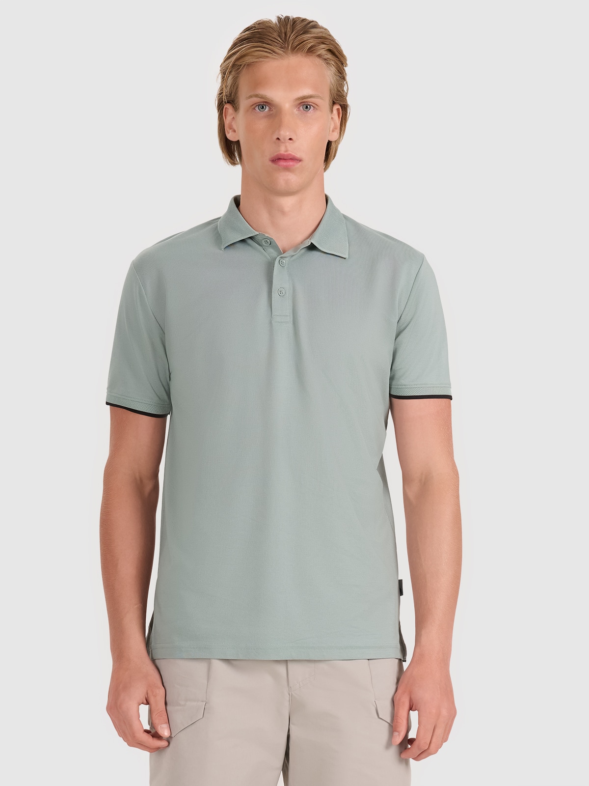 4F Koszulka polo regular męska - oliwkowa/khaki L