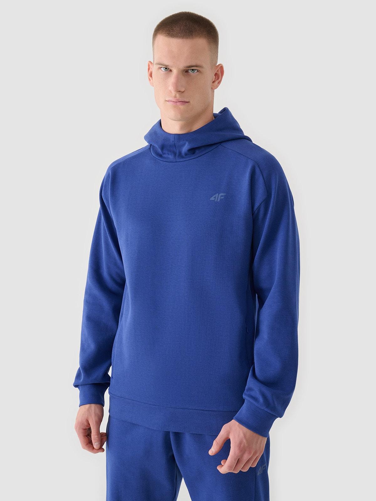 4F Bluza dresowa nierozpinana z kapturem męska - granatowa L