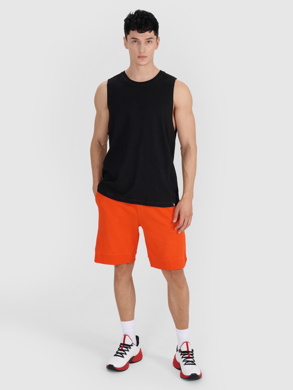 4F Spodenki dresowe męskie - pomarańczowe XL