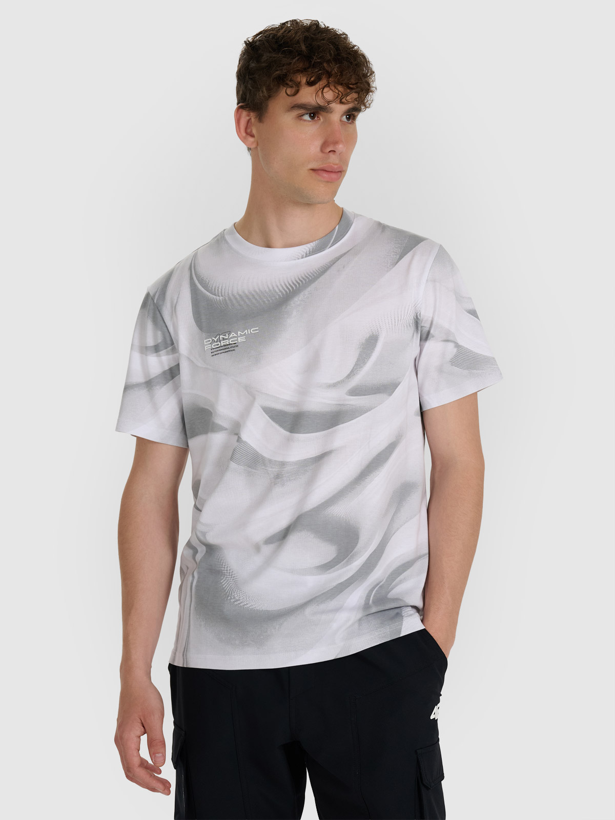 4F T-shirt regular z nadrukiem męski - biały S