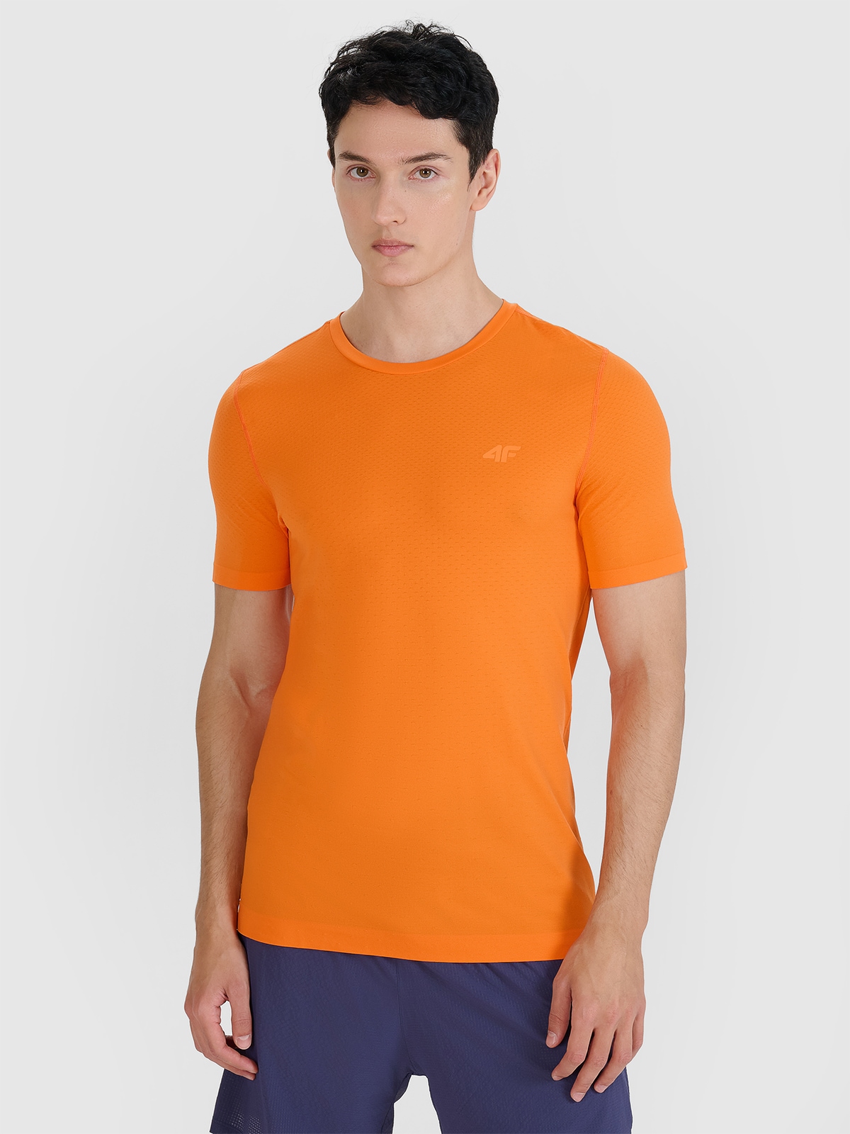 4F Koszulka do biegania szybkoschnąca męska - pomarańczowa S/M