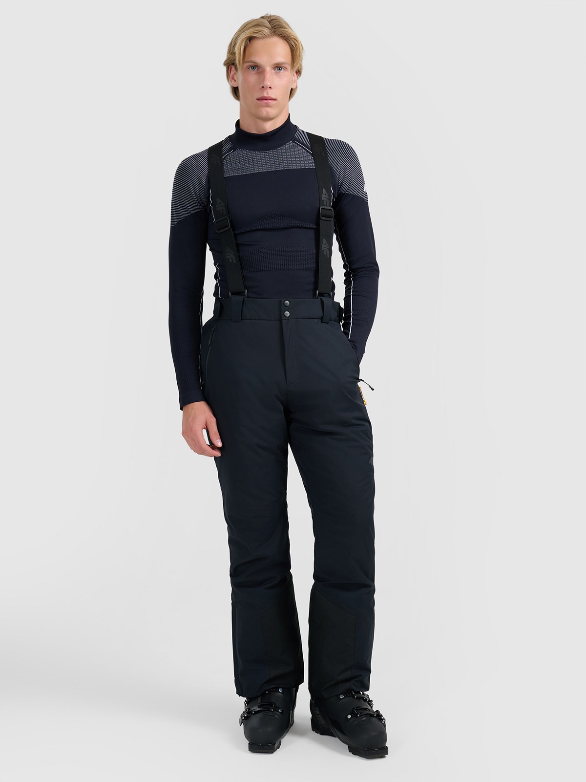 4F Spodnie narciarskie z szelkami membrana 10000 męskie - czarne S