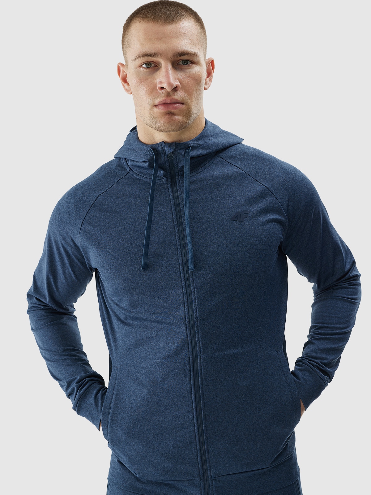 4F Bluza treningowa regular szybkoschnąca męska - granatowa S