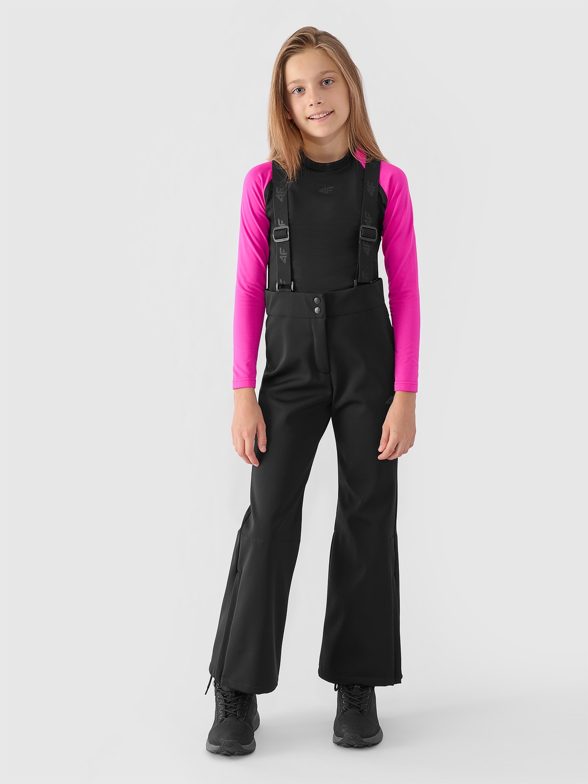 4F Spodnie narciarskie softshellowe membrana 5000 dziewczęce - czarne 152 (11-12 lat)
