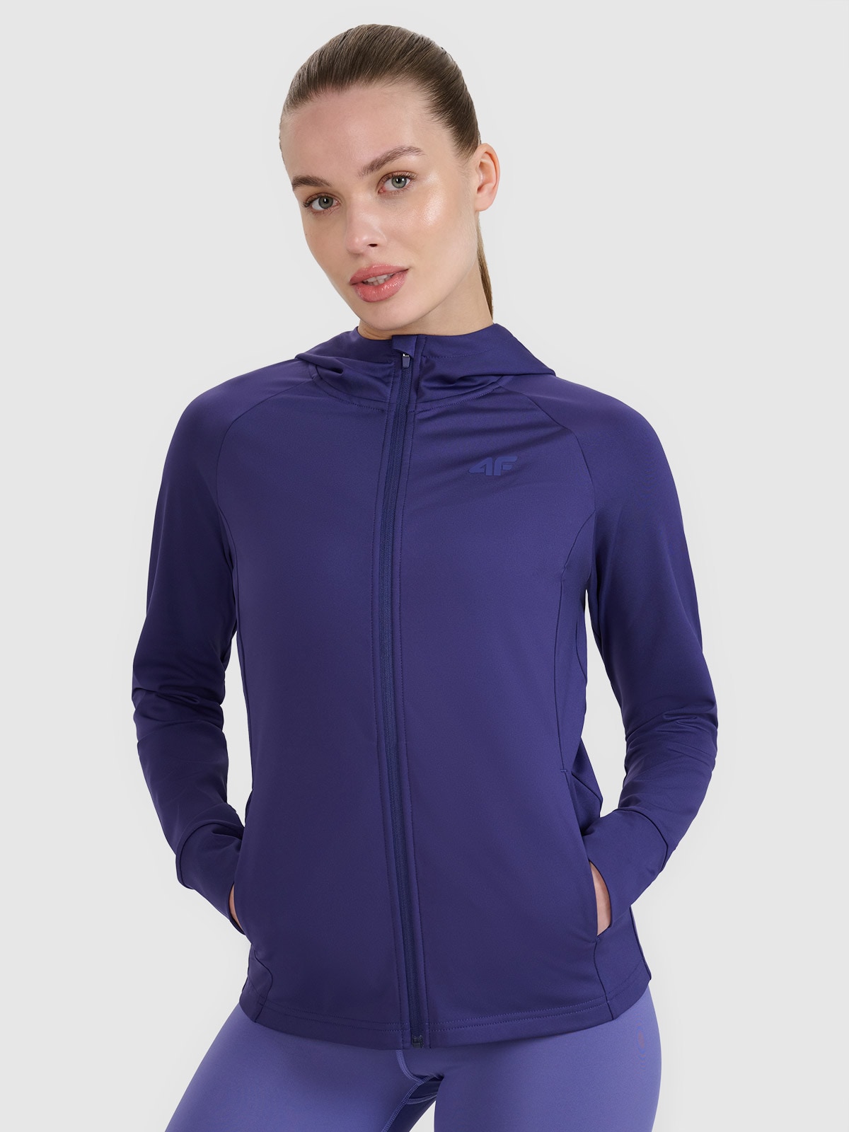 4F Bluza treningowa regular szybkoschnąca damska - granatowa S