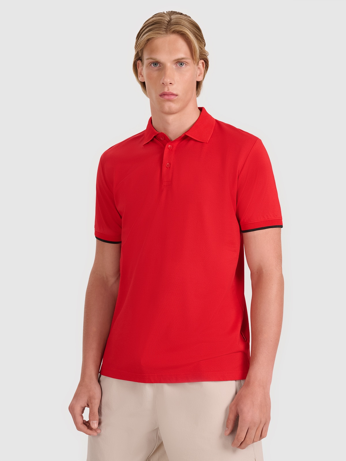 4F Koszulka polo regular męska - czerwona L